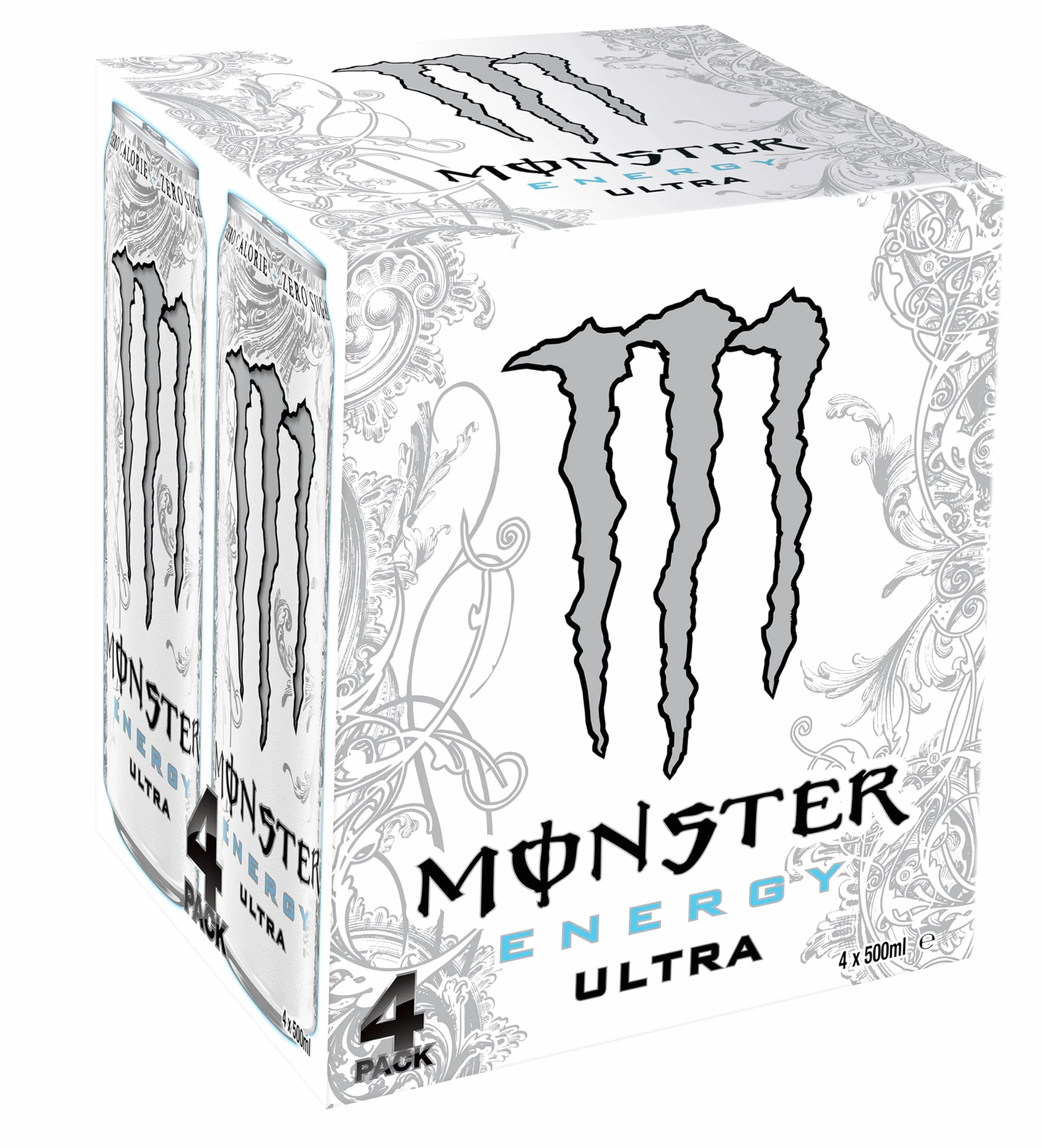 Monster Energy Ultra White Bebida Energética Sin Azúcar Pack 4 Latas 500 ml
