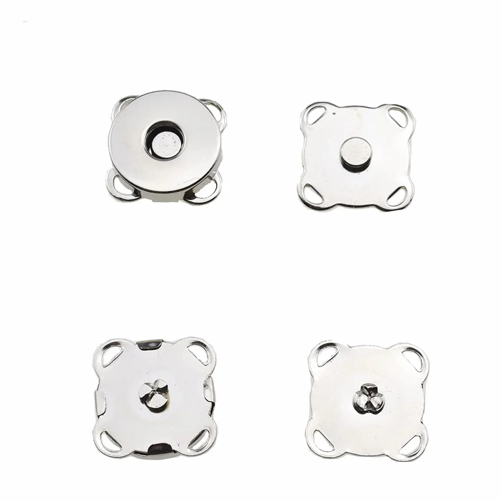 HAHIYO Botones magnéticos plateados de metal de 14,8 mm, fuerte unión, cierres de cierre fácil de coser, 12 piezas para cierres, hilo, bolsos de cuero, mochila, bolsa de lona