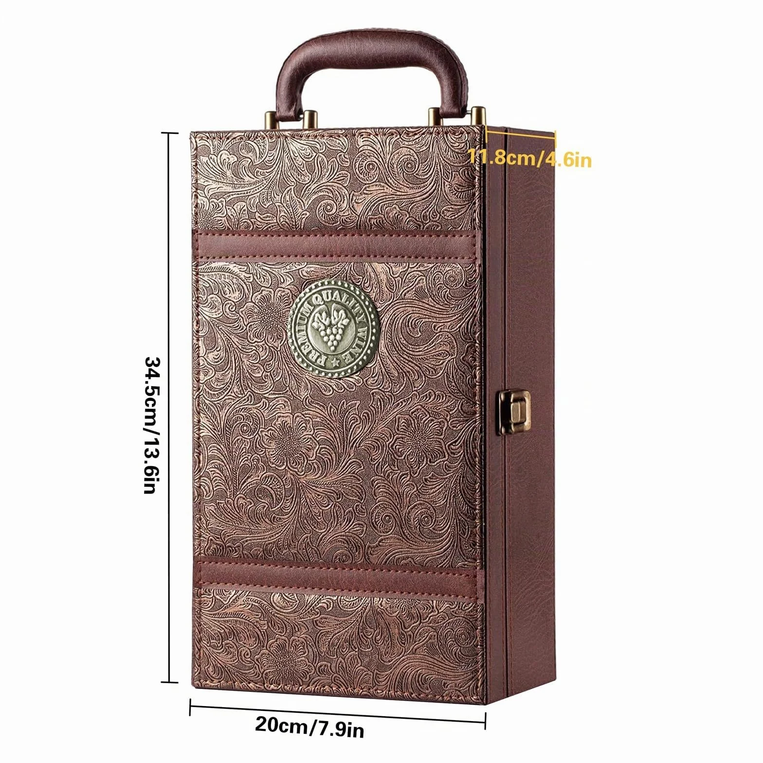 Caja para Botella de Vino con Accesorios para vino de 4 piezas Estuche portador de vino para 2 Botellas para Bodas Aniversarios Fiestas Viajes 35x20x12 cm