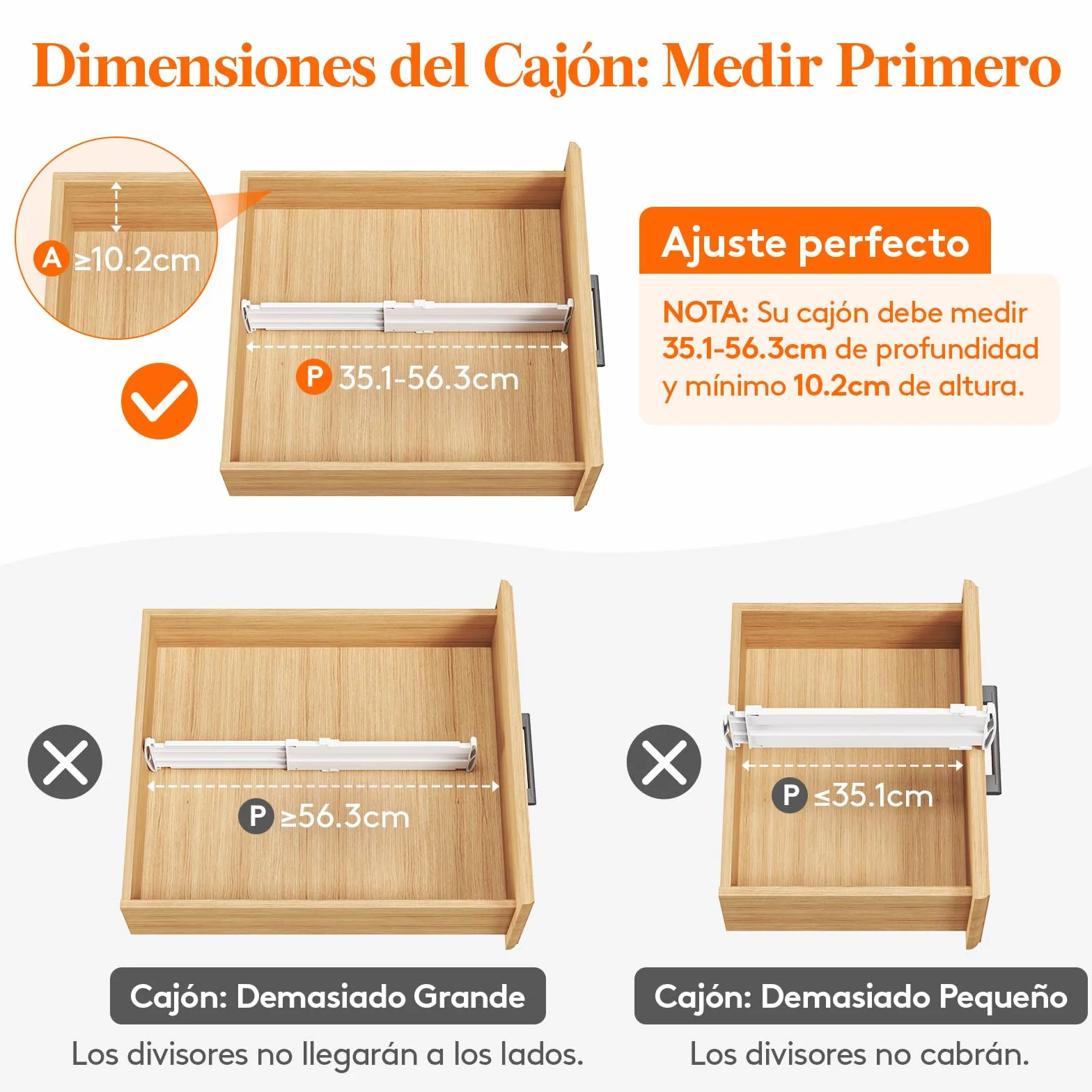Lifewit Separadores de Cajones para Altura 10 cm, Ancho 35-55cm Divisores Ajustables para Armarios de Ropa, Organizador Plastico para Vestidores, Cocina, Baño, Tocadores y Escritorios, Juego de 4