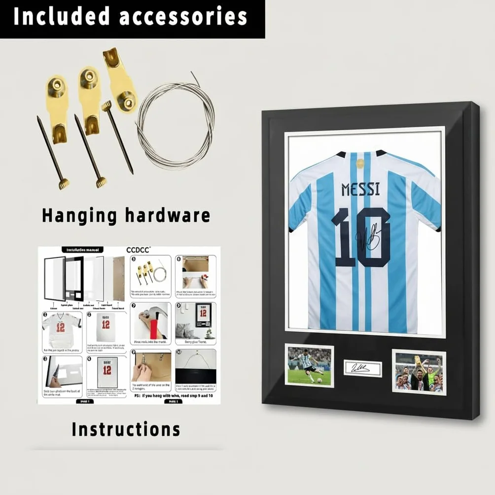 Marco de camiseta de fútbol de 60 x 80 cm, marco de aleación de aluminio, kit de exhibición de camisetas deportivas para adultos, marco para camiseta de fútbol, idea para camiseta de rugby