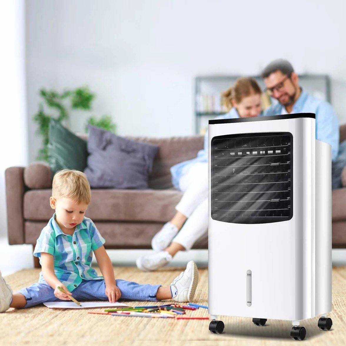 GOPLUS Aire Acondicionado Portátil 4 en 1, Purificación Ventilador Humidificador Enfriador de Aire Móvil con Depósito de Agua 8L, Climatizador Evaporativo 3 Velocidad, Temporizador 7,5H, Contro Remoto