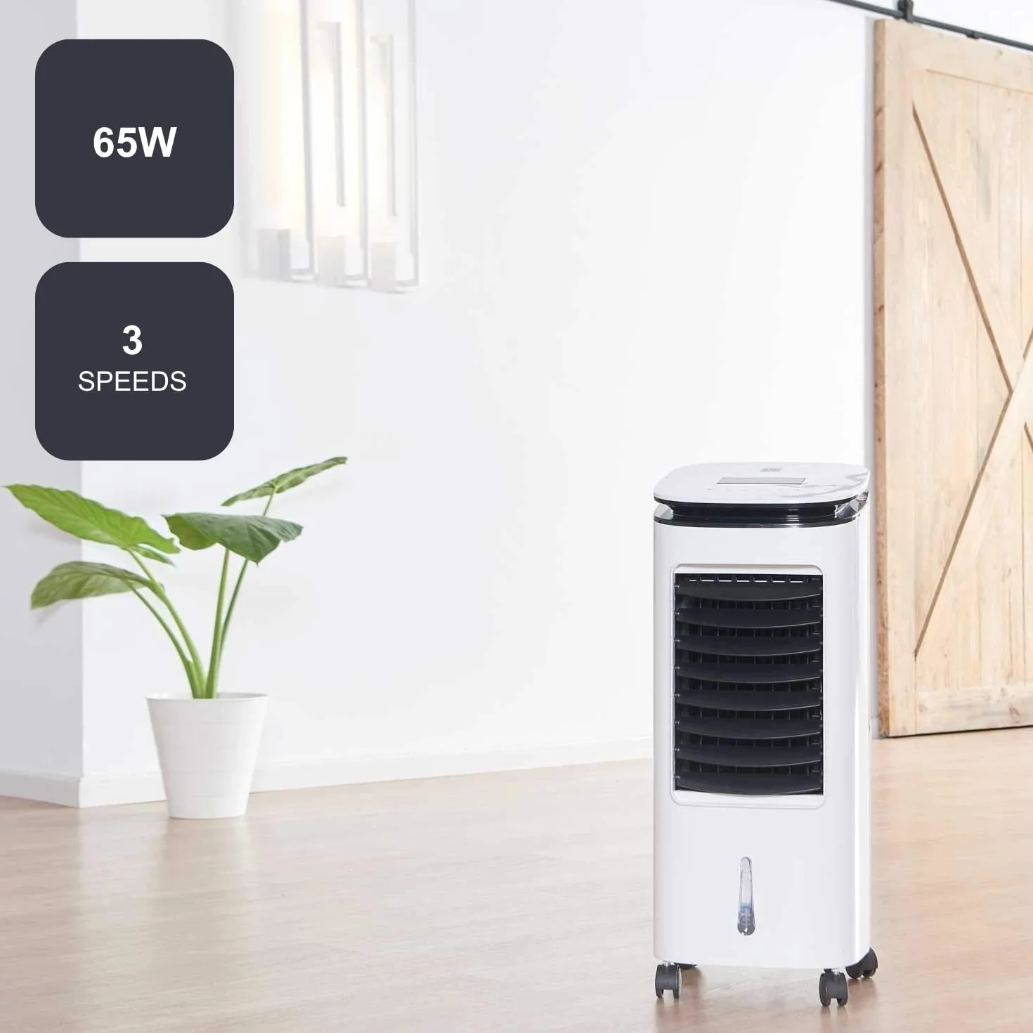 Black+Decker BXAC7E – Ventilador Humidificador Y Purificador | Climatizador | Control Remoto | Oscilación | 3 Velocidades Y Modos | Depósito 7L | 2 Contenedores De Hielo | Caudal 234 m³/h | Blanco