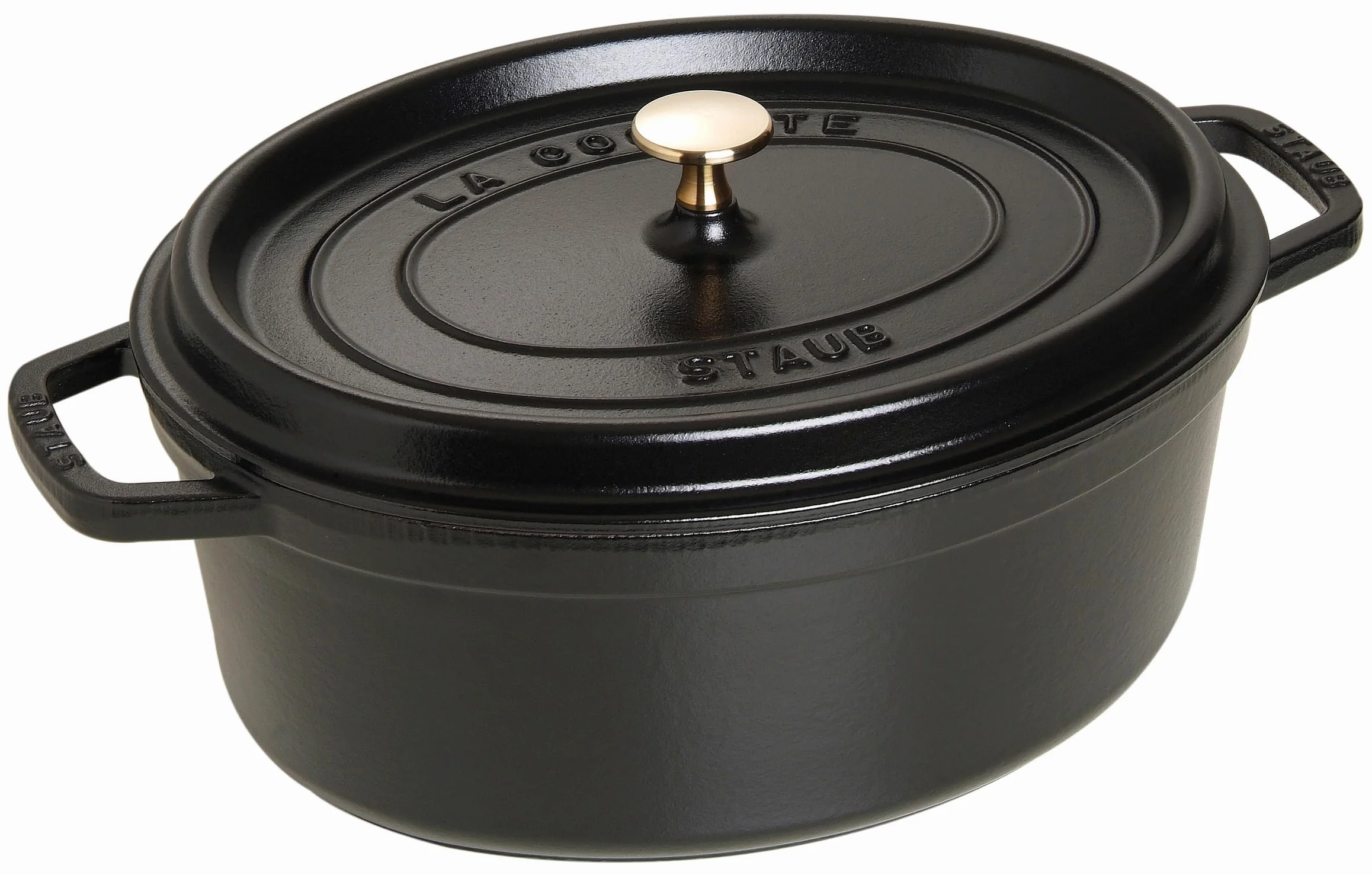 STAUB Cocotte, olla de hierro fundido, apta para todo tipo de cocinas incl. inducción, ovalada, 37 cm, 8 L, Made in France, negro