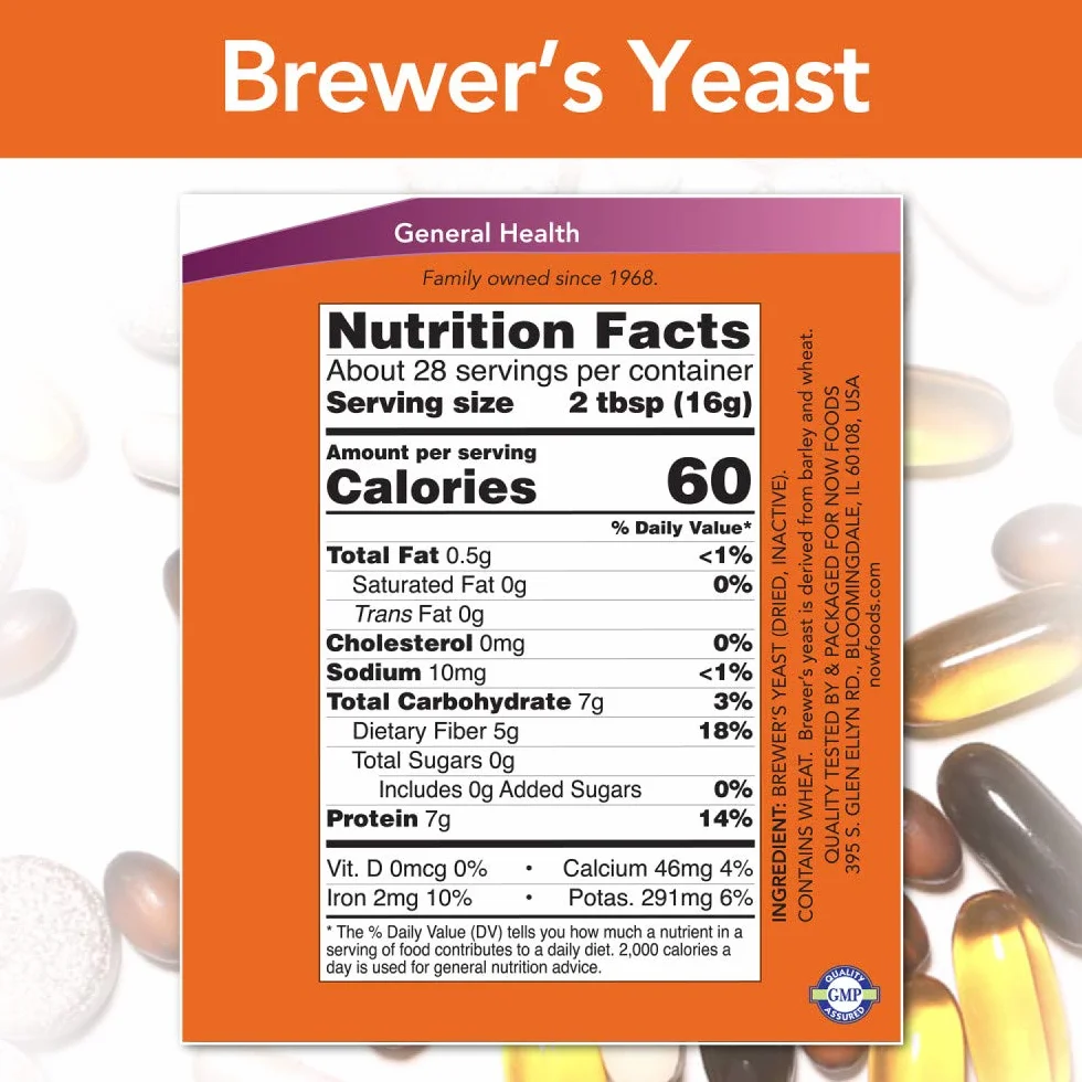 NOW Foods Brewer's Yeast, 1 Pound (Pack of 2)