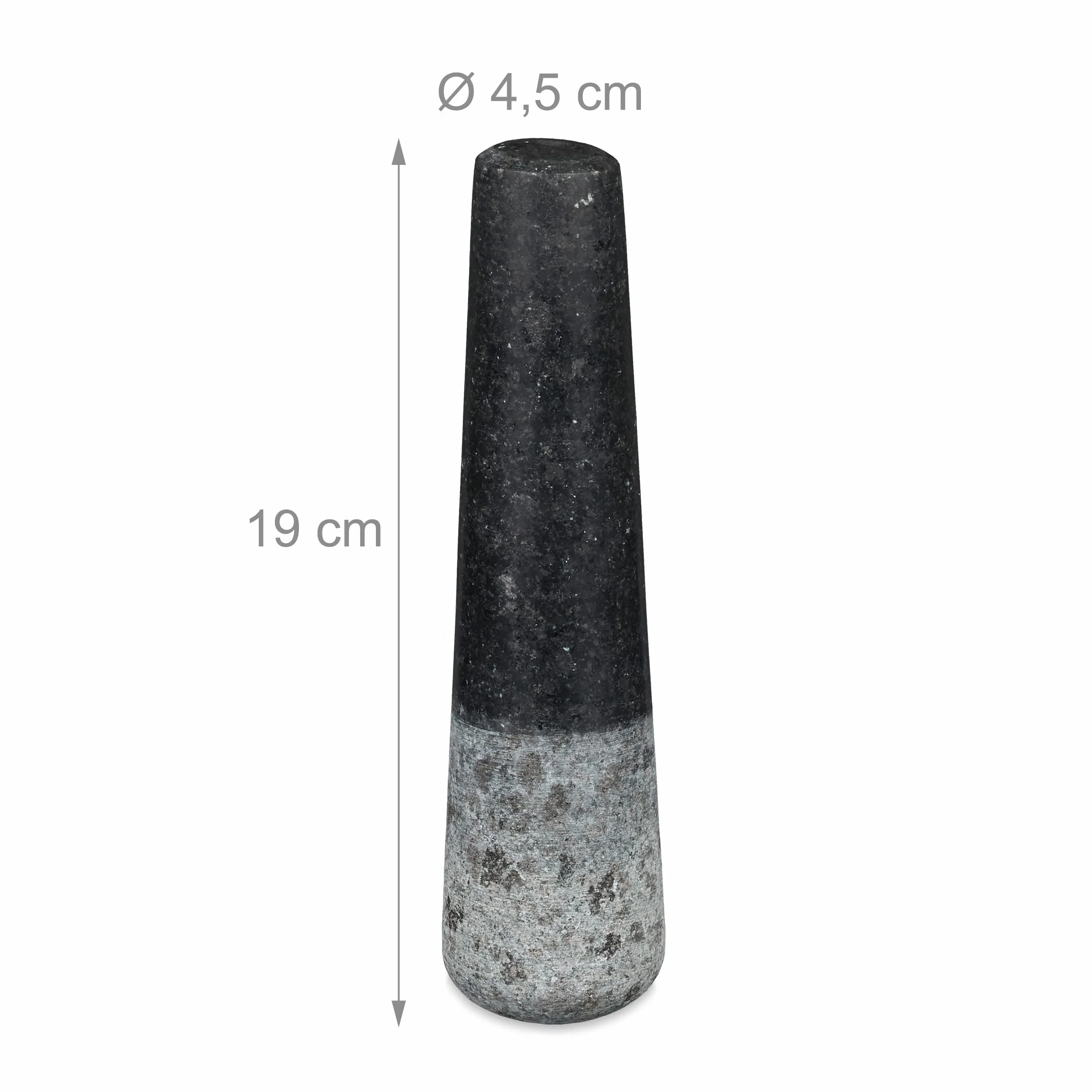 Relaxdays Mortero Granito con Mano, Resistente, Duradero, Especias, Moledor Piedra Pulida, 20 cm Ø, 1 L, 5,6 kg, Negro