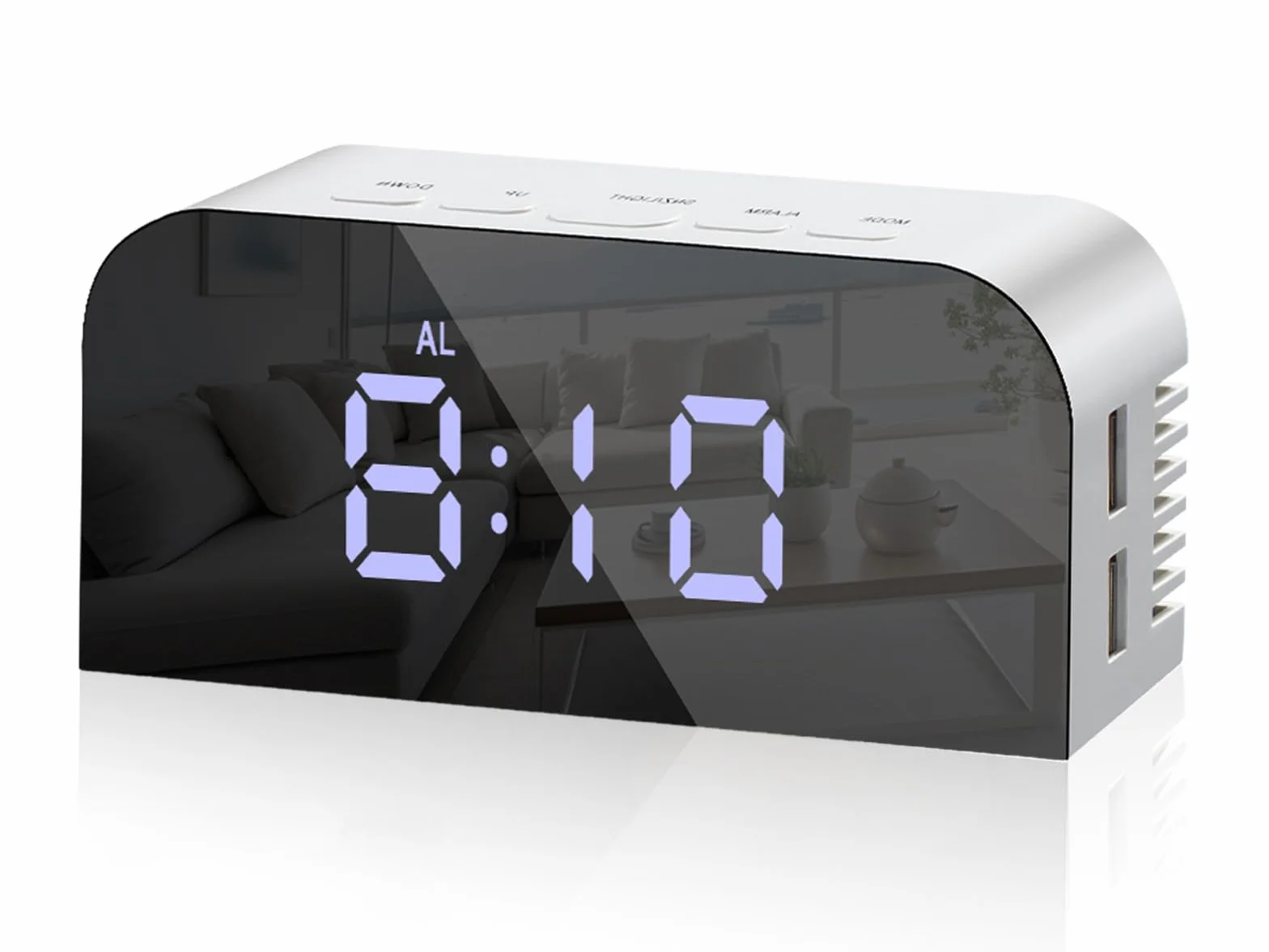 Vinabo Despertador Digital para mesilla de Noche con 2 Puertos USB de Carga, Reloj de Mesa con 2 Niveles de luminosidad para Dormitorio