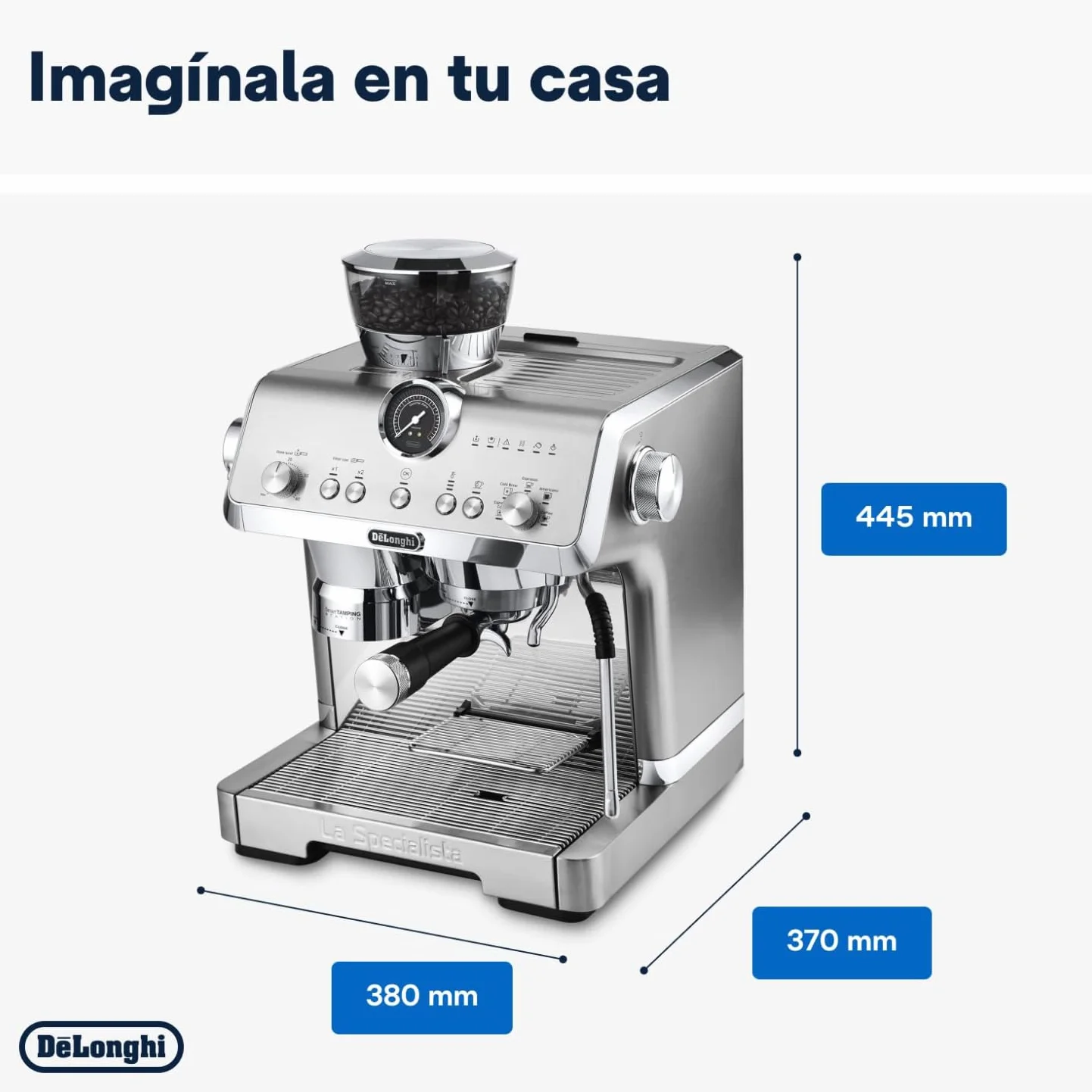 De'Longhi La Specialista Opera EC9555.M, Máquina de Café Espresso con Molinillo Integrado, Función Cold Brew, Incluida Varilla para Espumar Leche, Incluye Accesorios Welcome Set, 1550W, Metal
