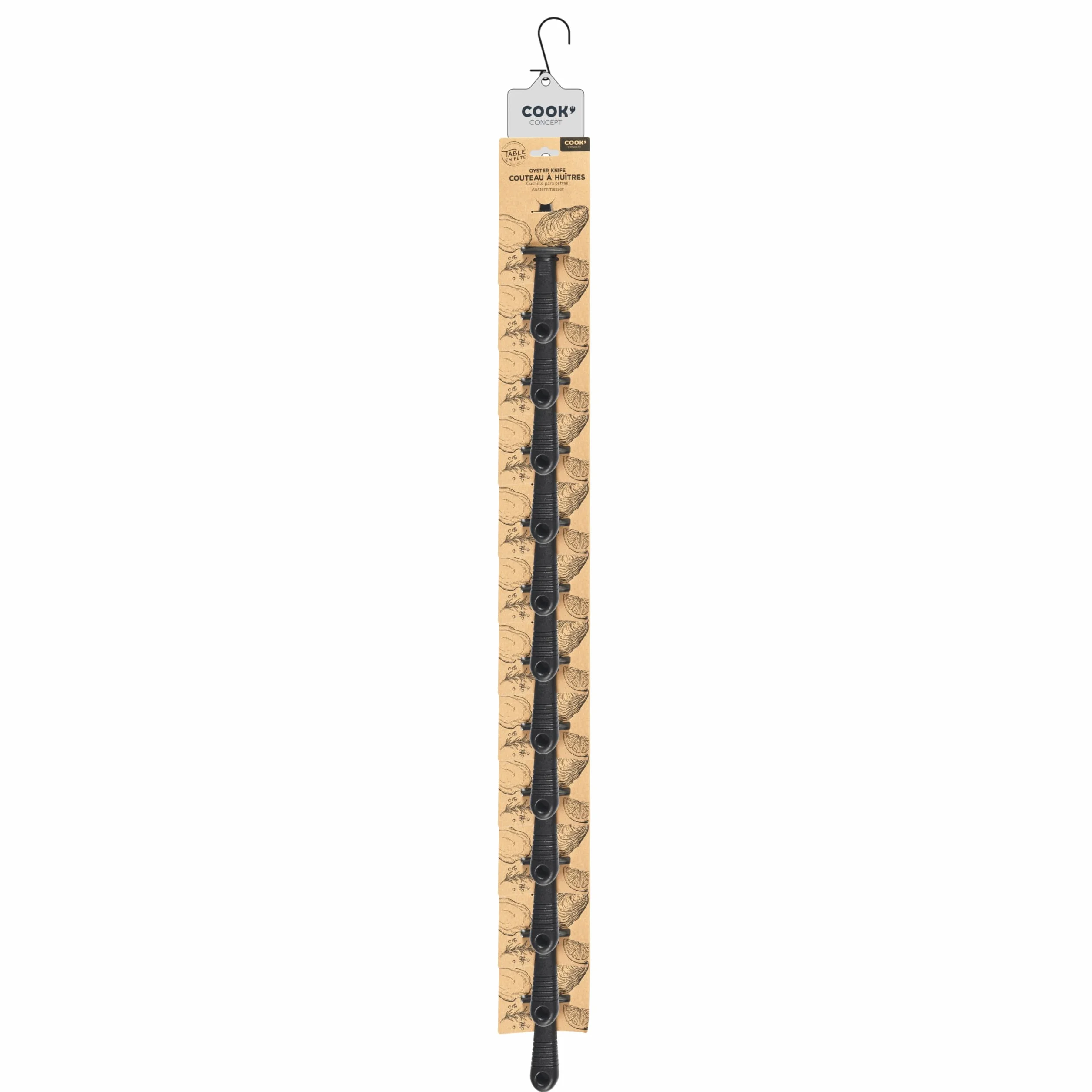 COOK CONCEPT - KU6101 - Cuchillo para Ostras de Acero Inoxidable Ultra Afilado - Diseñado para la Degustación - Dimensiones 14,5 x 4,6 x 1,1 cm - Color Negro - Idea de Regalo