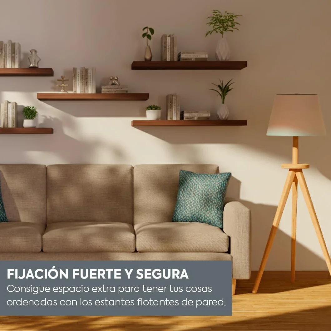 HERSIG - Pack de 2 Estantes de Pared Flotantes Roble Baldas para Baño o Dormitorio Fijación Oculta y Resistente de hasta 10 kg - 80x23,5 cm