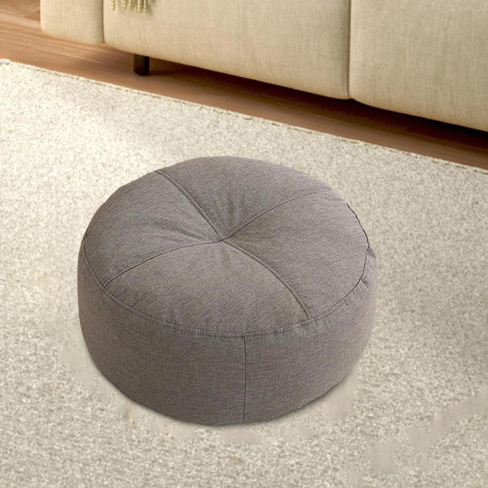Cojín Redondo para el Suelo Gris Oscuro MagiDeal Yoga Decorativo
