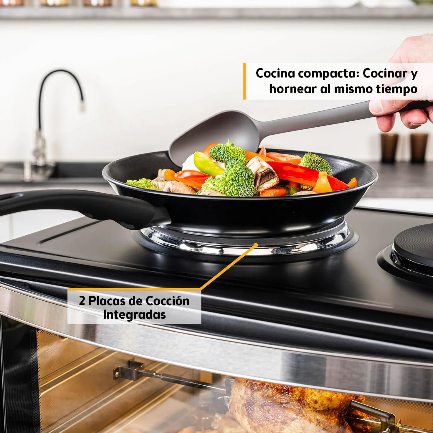 TZS First Austria Mini Horno 30L 3200W con Quemadores para Pizza 230°C 6 Modos