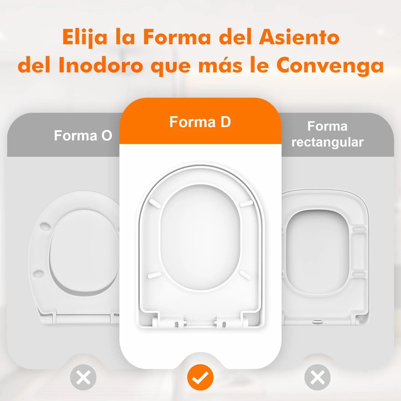 Ibergrif M41001 Asiento de Inodoro de Cierre Suave Forma D Liberación Rápida Blanco