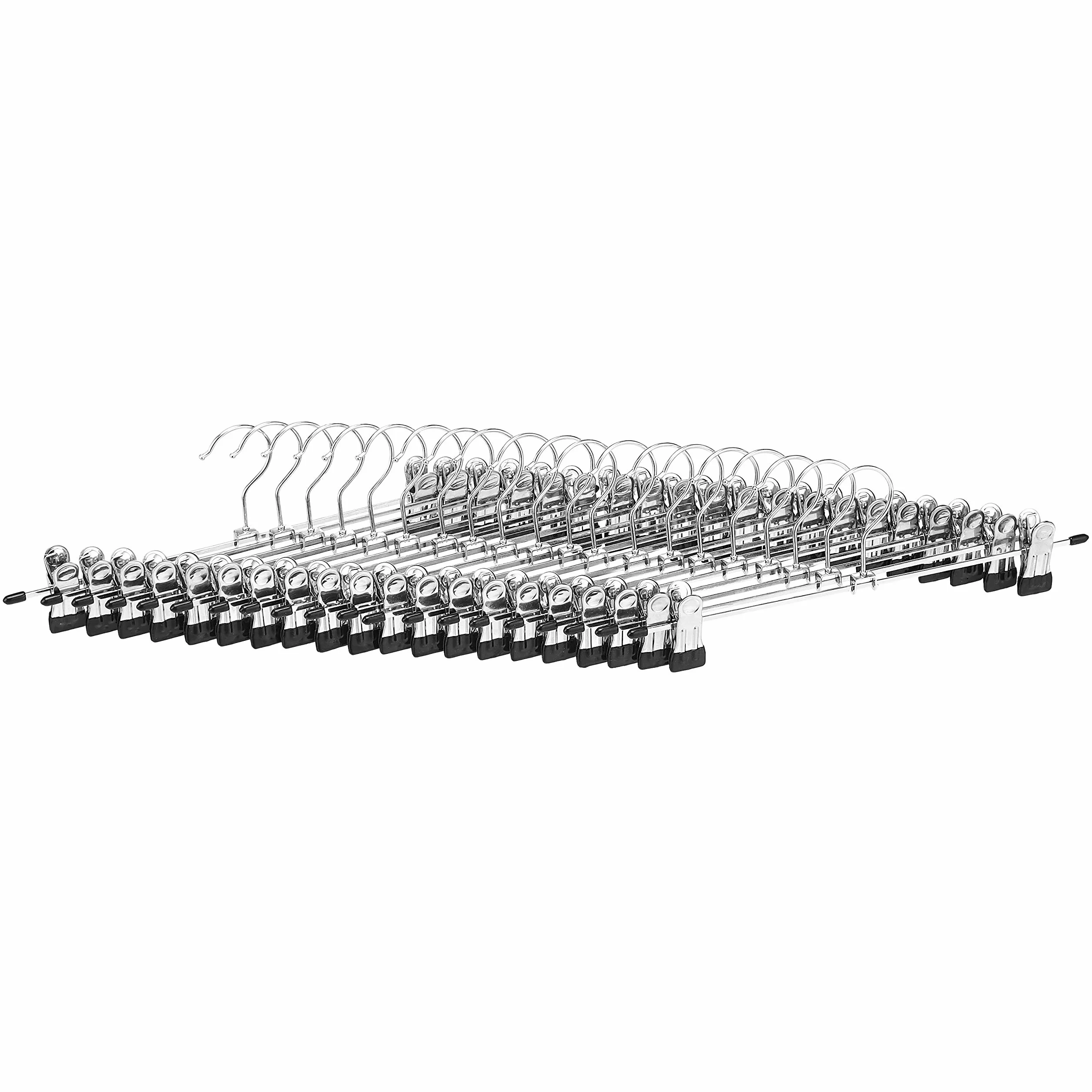 Amazon Basics Perchas de metal con clips para pantalones y faldas, Paquete de 20, Cromado