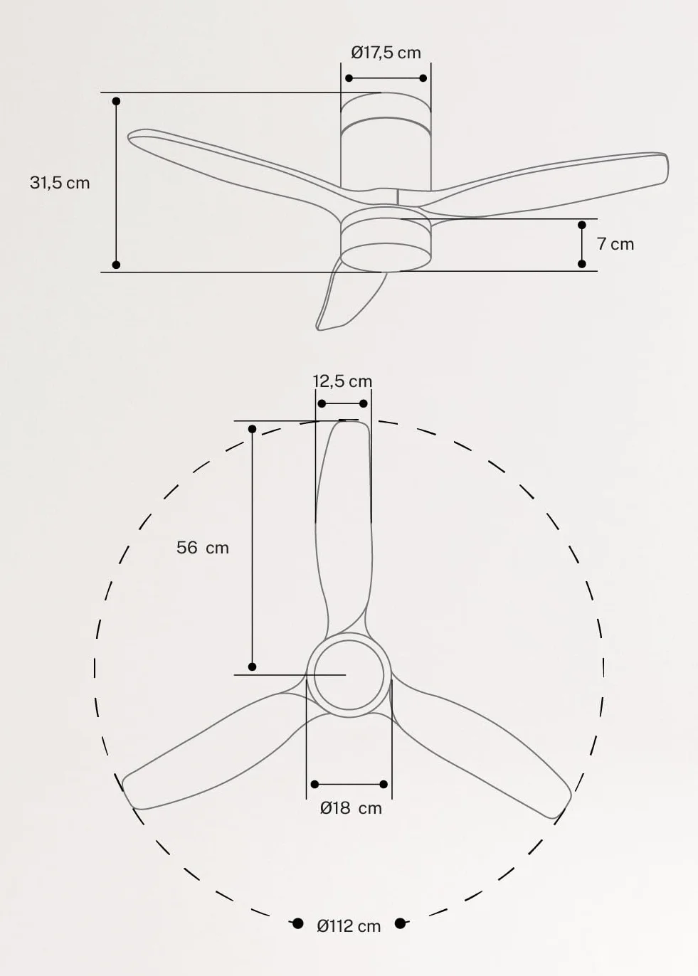 Ventilador de techo CREATE/WINDCALM S con luz blanco aspas efecto madera clara 40W Ø112 cm 6 velocidades 3 temperaturas luz temporizador verano-invierno
