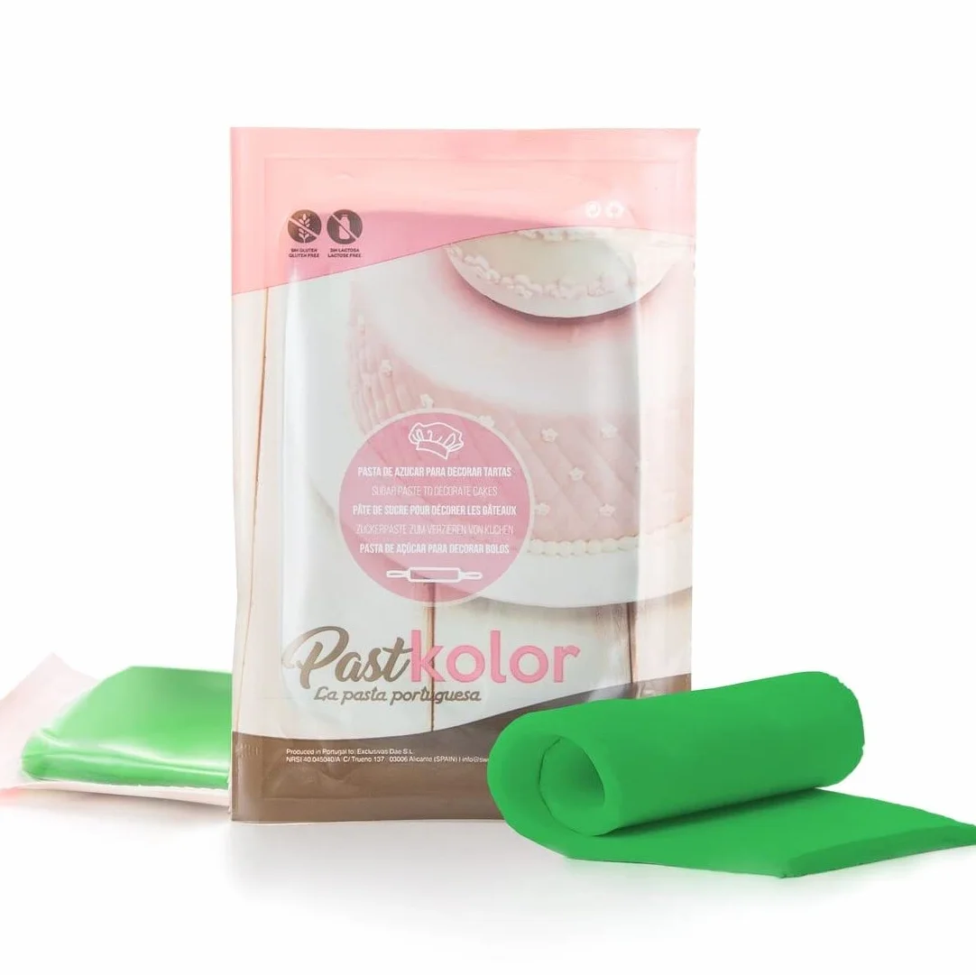 Past Kolor Fondant Pasta de Azúcar 250 G Verde para Cubrir Tartas