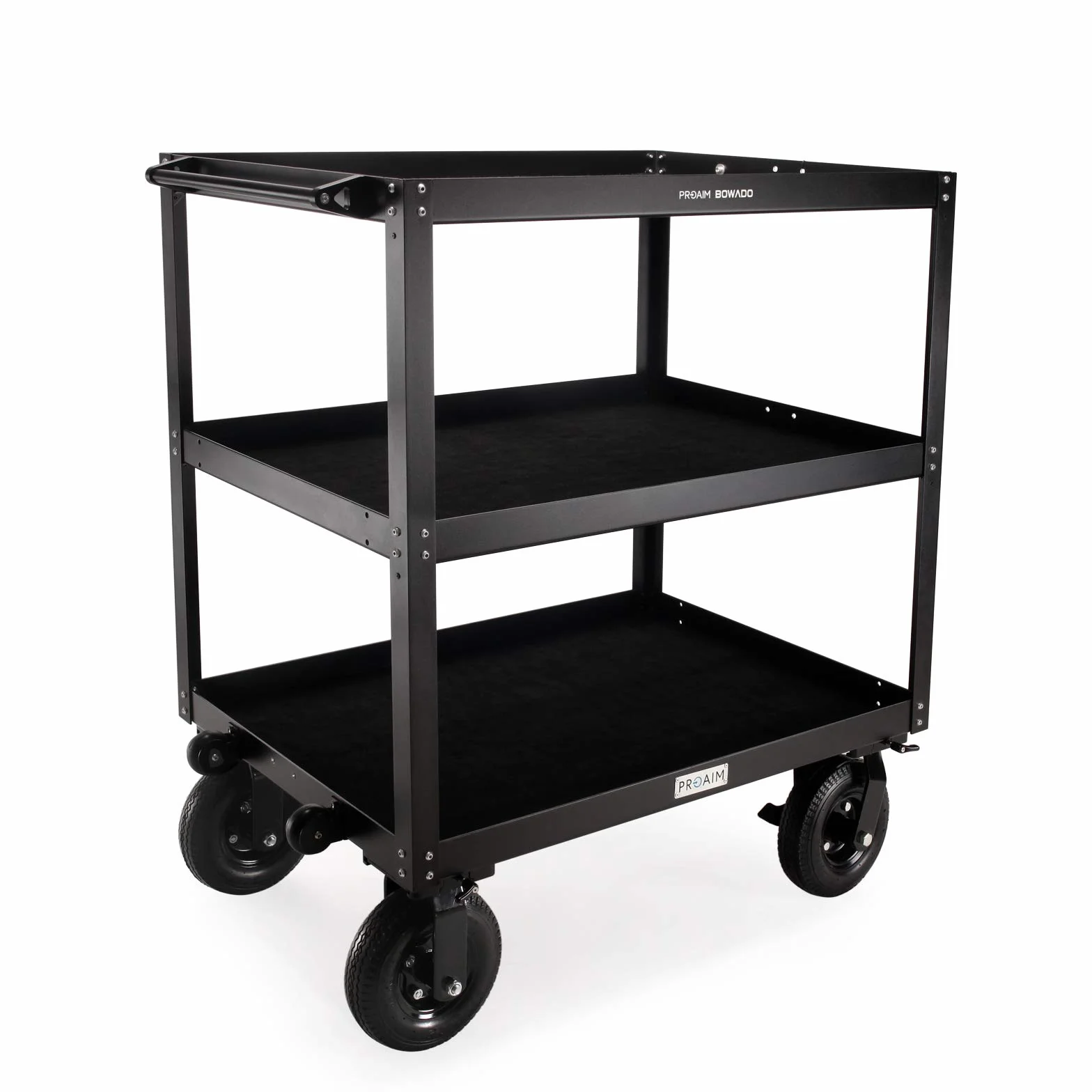PROAIM Bowado Carro de producción de Video de 36 Pulgadas, Carga útil 200 kg| Carro de Almacenamiento de Aluminio Resistente para dit, Sonido e iluminación| Carro de Equipo de 3 estantes(CT-BWDO-36)