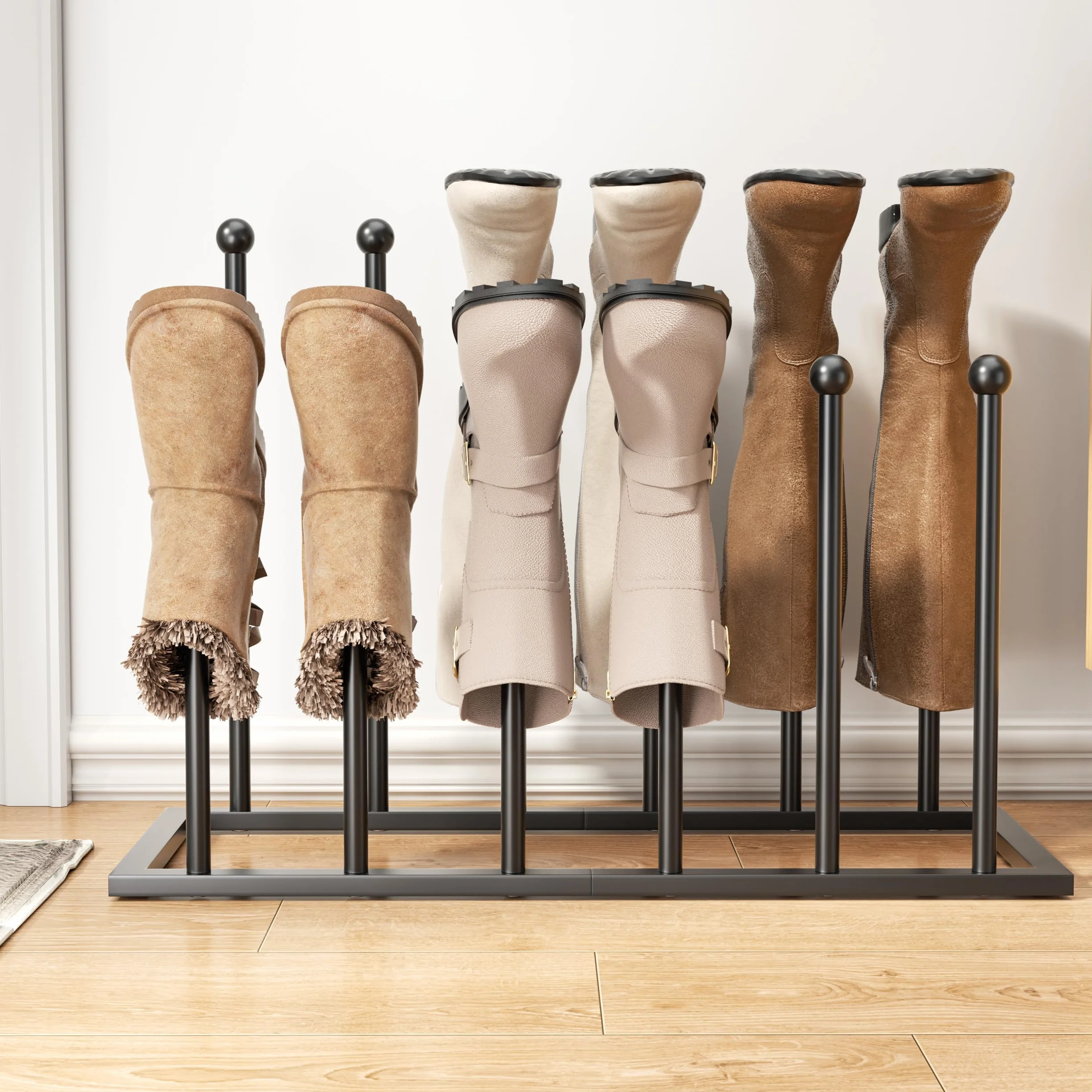 pickpiff Organizador de botas altas color negro, organizador de almacenamiento de botas altas para armario, entrada, garaje, porche, zapateros de pie para 6 pares