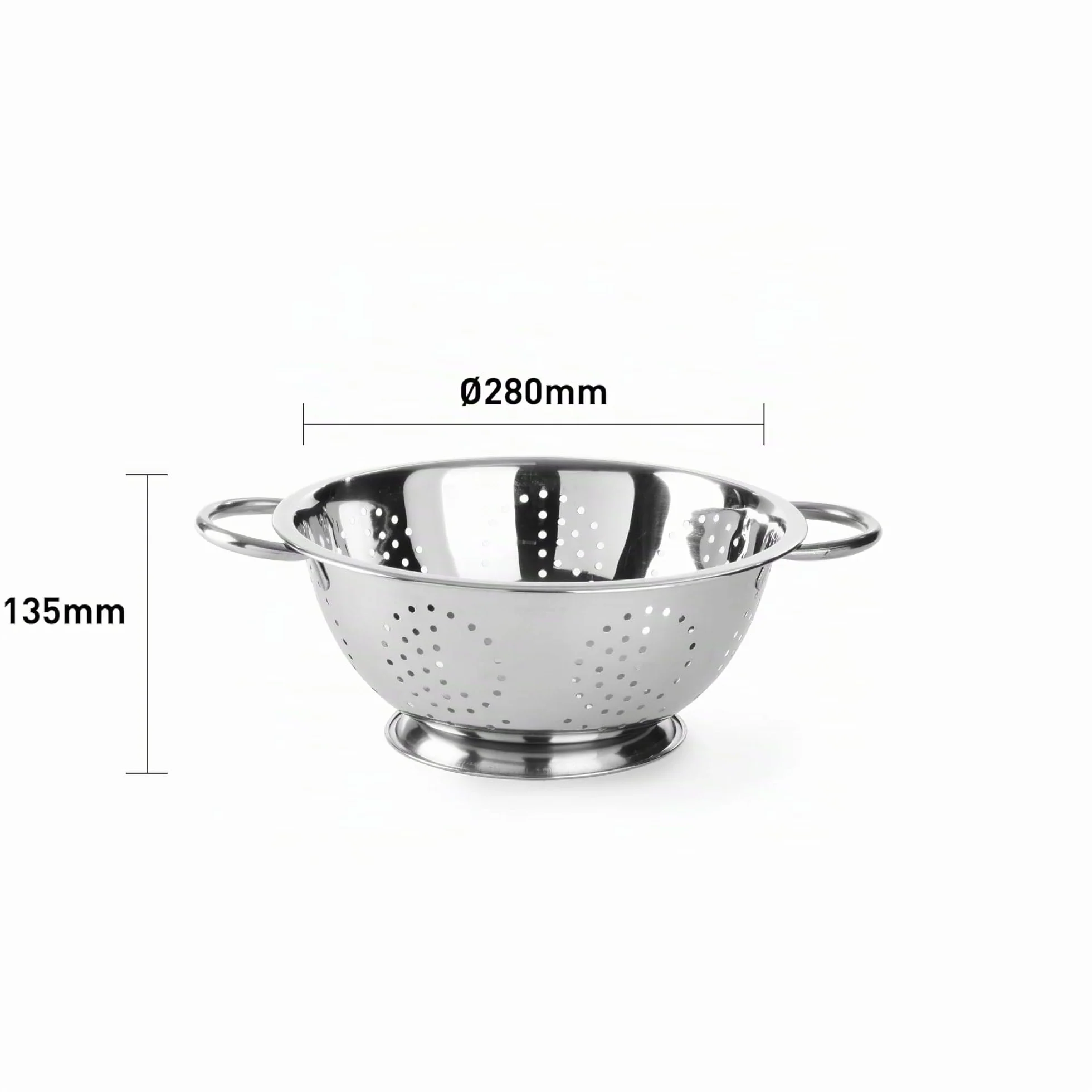 HENDI Escurridor de cocina colador acero inoxidable ø280xH135 mm con base y 2 asas