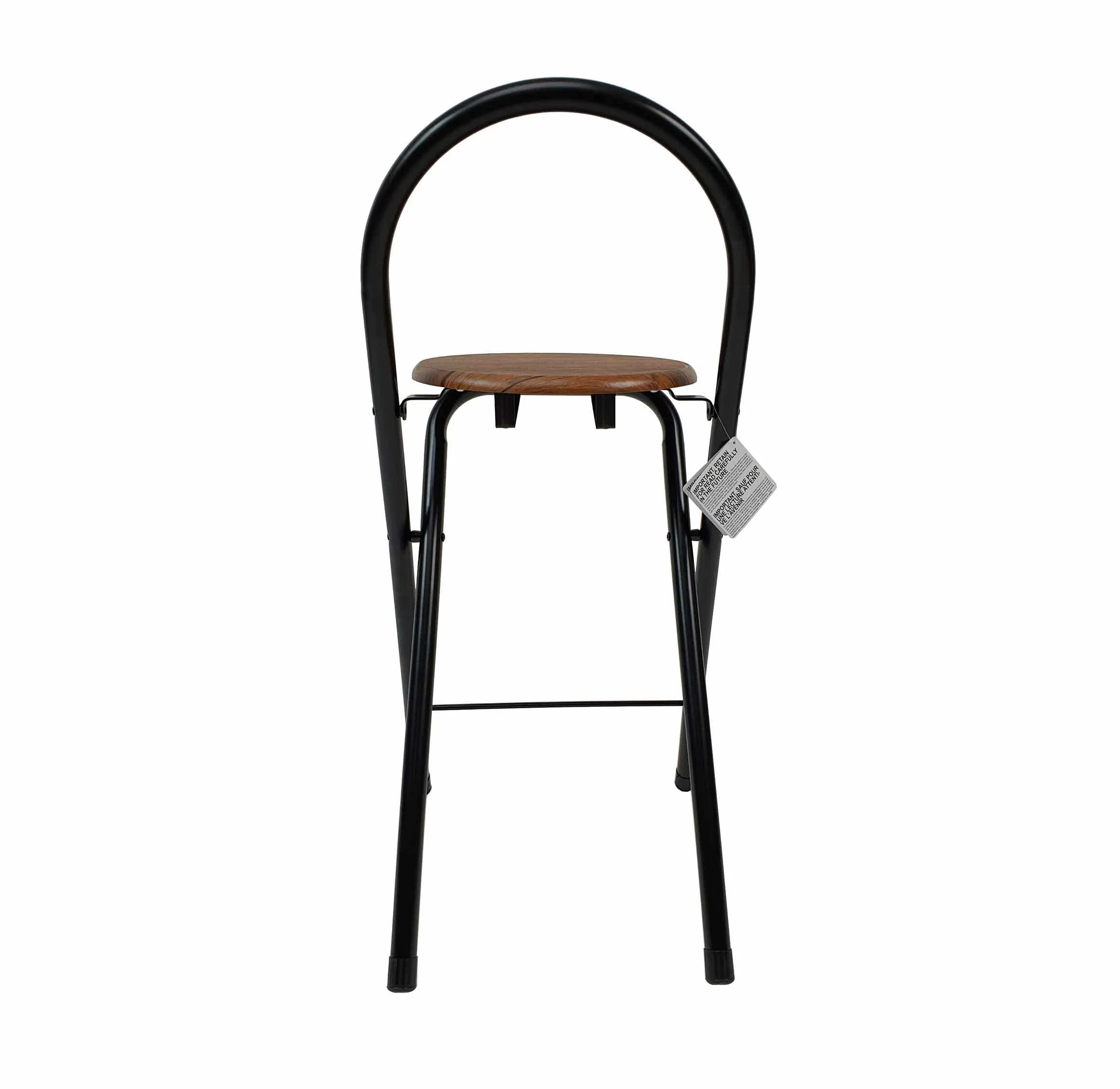 THE SECRET HOME - Taburete Plegable de Cocina - Asiento Plegable de Metal y Madera - Taburete Apto para Interior y Exterior (Alto: 80 cm x Largo: 40 cm - Madera Oscura/Negro)