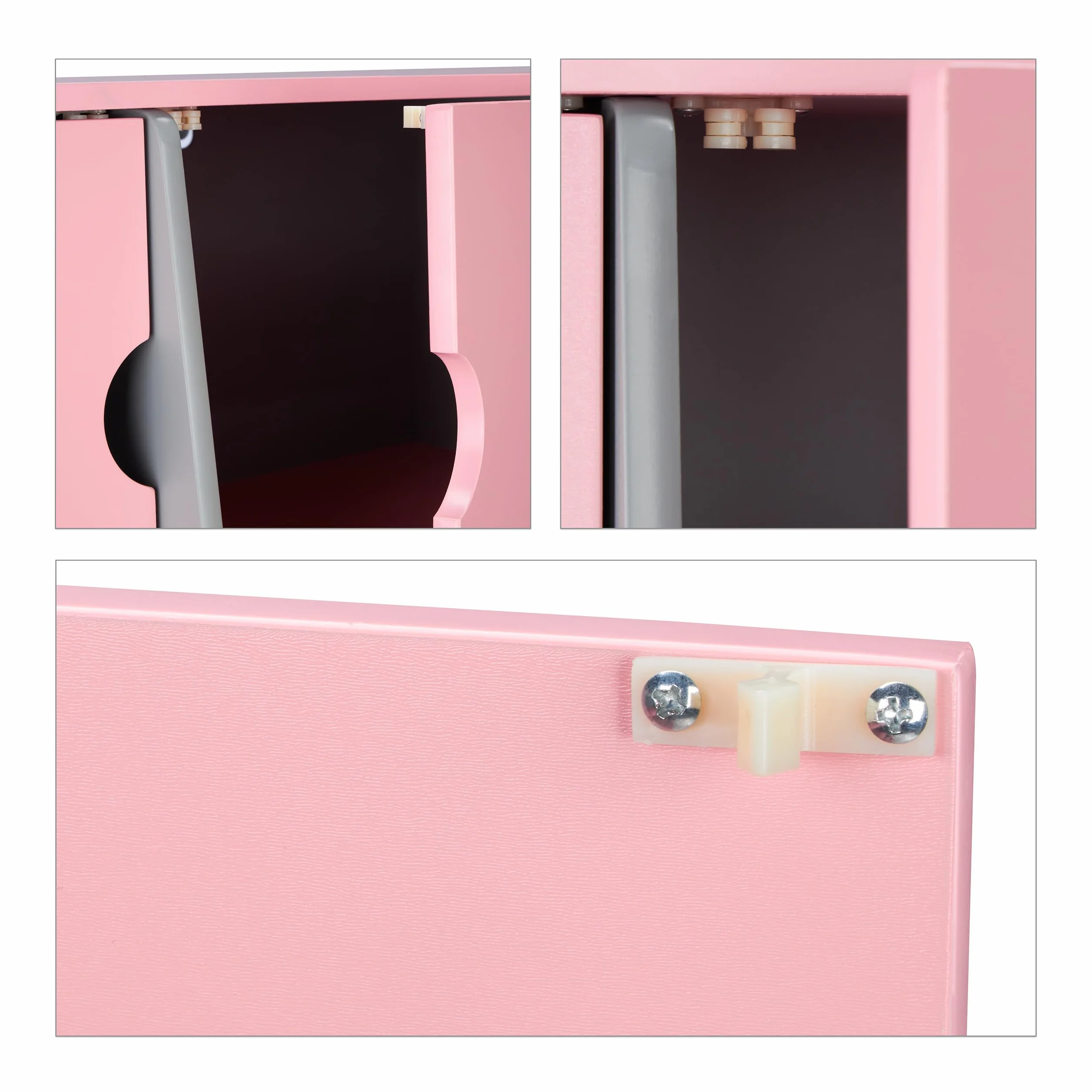 Relaxdays Armario Ropero Infantil con Cajones 120x90x48 cm MDF Gris y Rosa