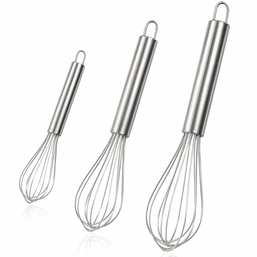 3 PCS Batidor Varillas Acero Inoxidable, Batidor Manual De Huevos Profesional Acero Inoxidable, (21cm, 25cm, 29cm), Varillas Cocina Resistentes y Barillas Batir Manual, Para Repostería y Cocina Diaria