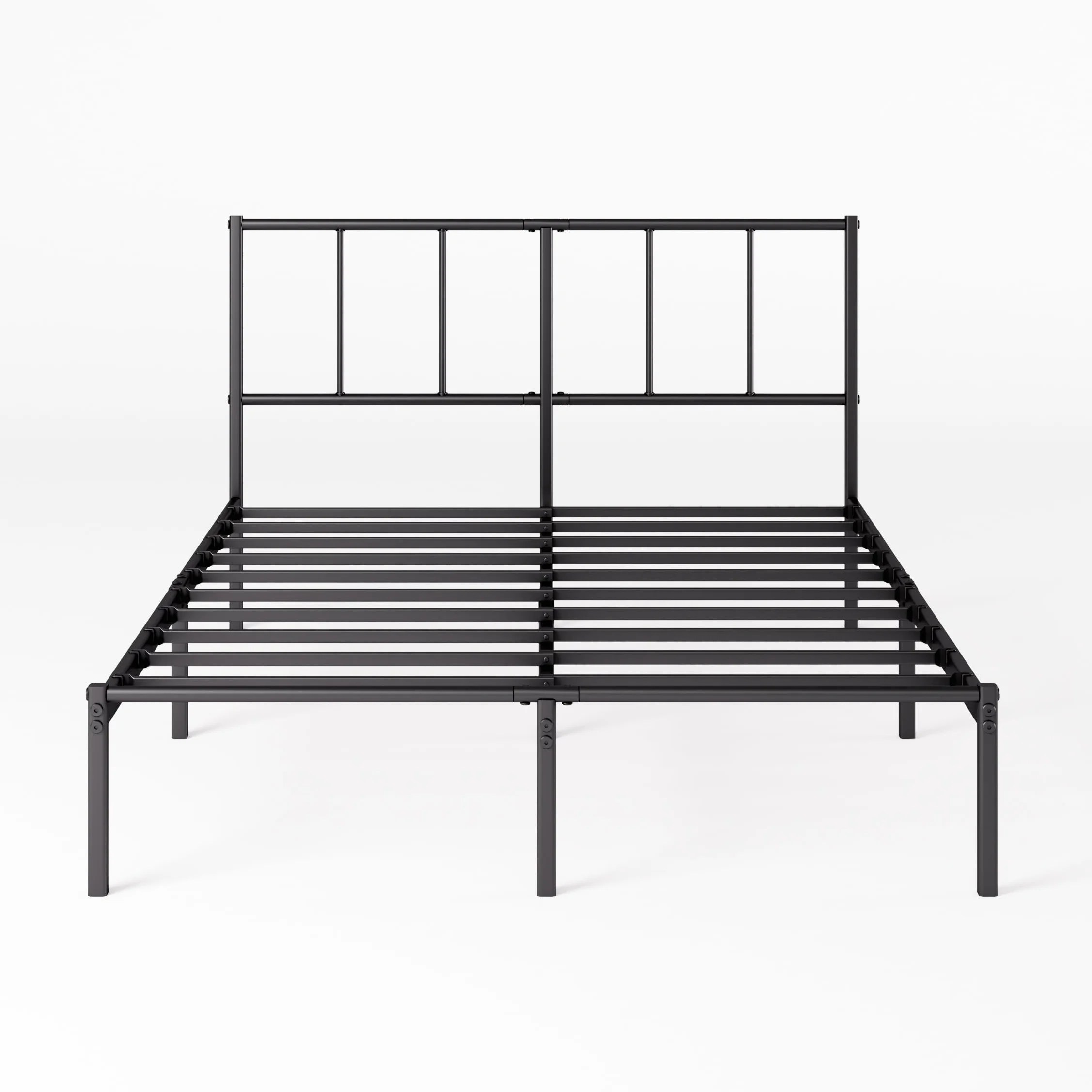 Zinus Justin Somier 135x190 cm - Altura 30 cm - Base Cama Matrimonio en Acero con Cabecero - Láminas de Metal - Montaje Fácil- Espacio de Almacenamiento - Negro