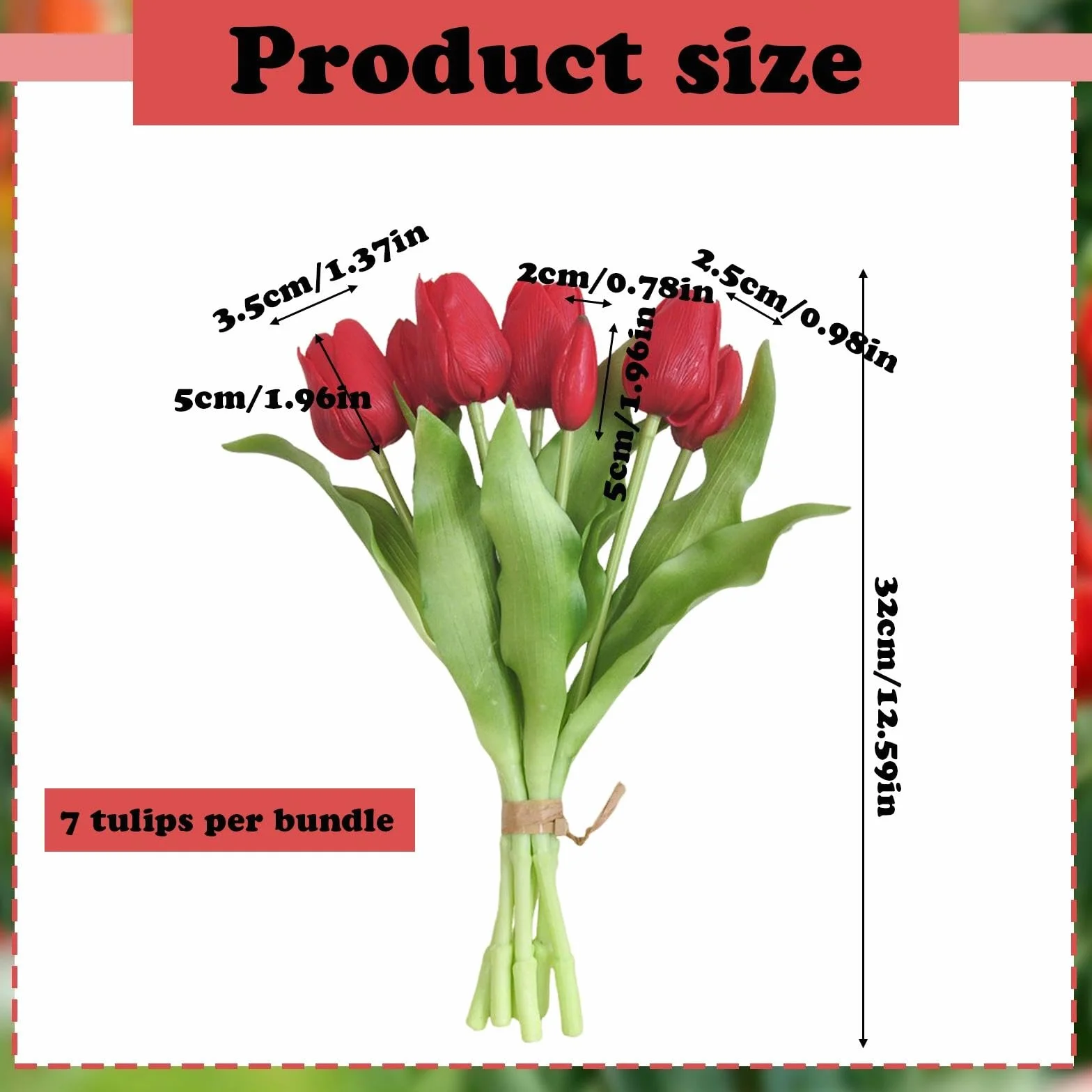 Flores Artificiales Tulipanes Ramo Planta Artificial Decoracion para Mesa Fiestas Hogar (Rojo)