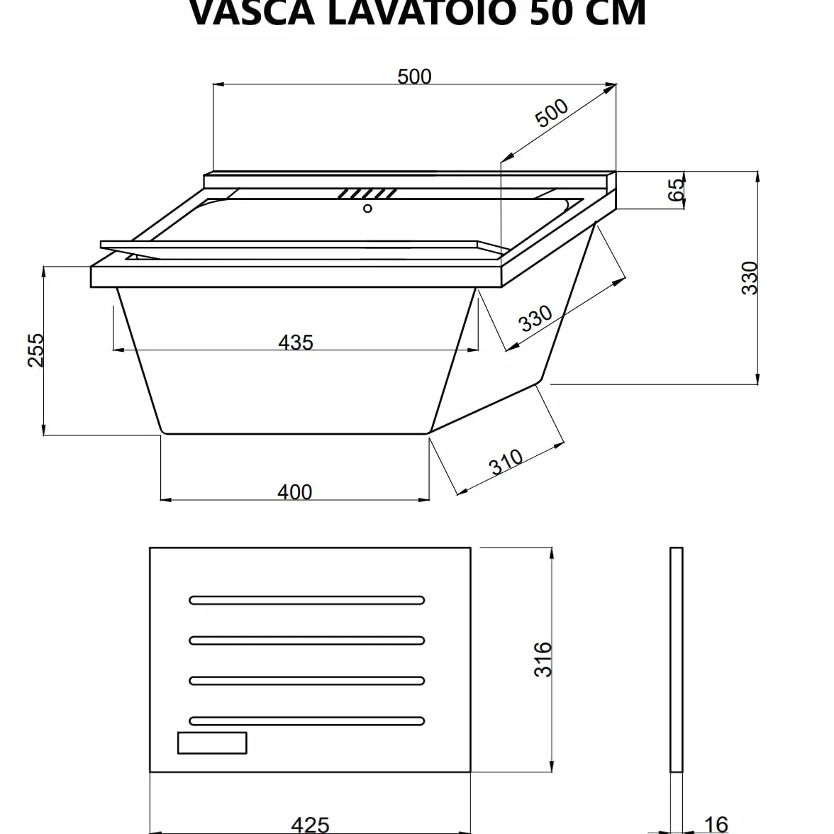 Kiamami Valentina - Mueble lavadero 50 cm blanco con tabla de lavado extraíble |Pratico