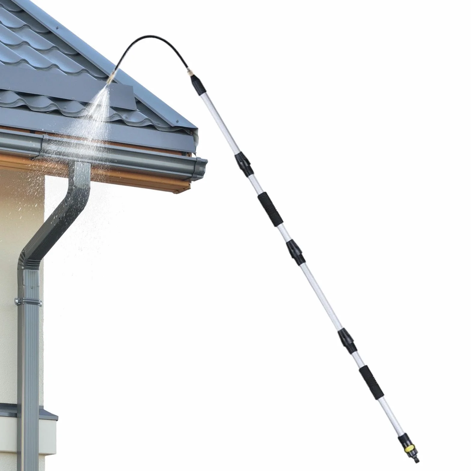 Herramienta de Limpieza de Canalones 18 cm Giratorio Resistente De Largo | Varilla De Extensión Para Tejados Para Casa Hojas Residuos Ramitas Piscina
