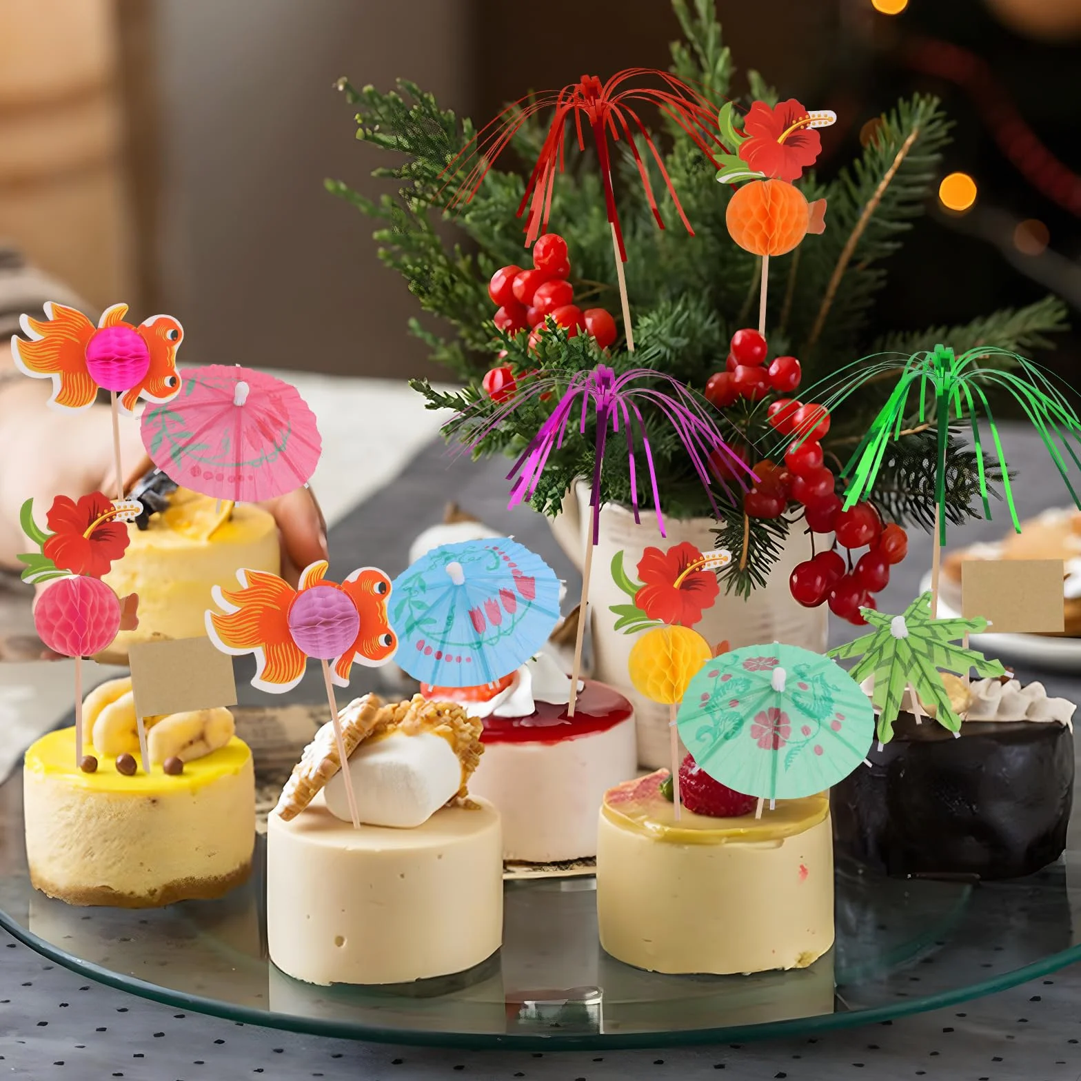 187 Piezas Paraguas de Cóctel Decoración para Bebidas y Pasteles