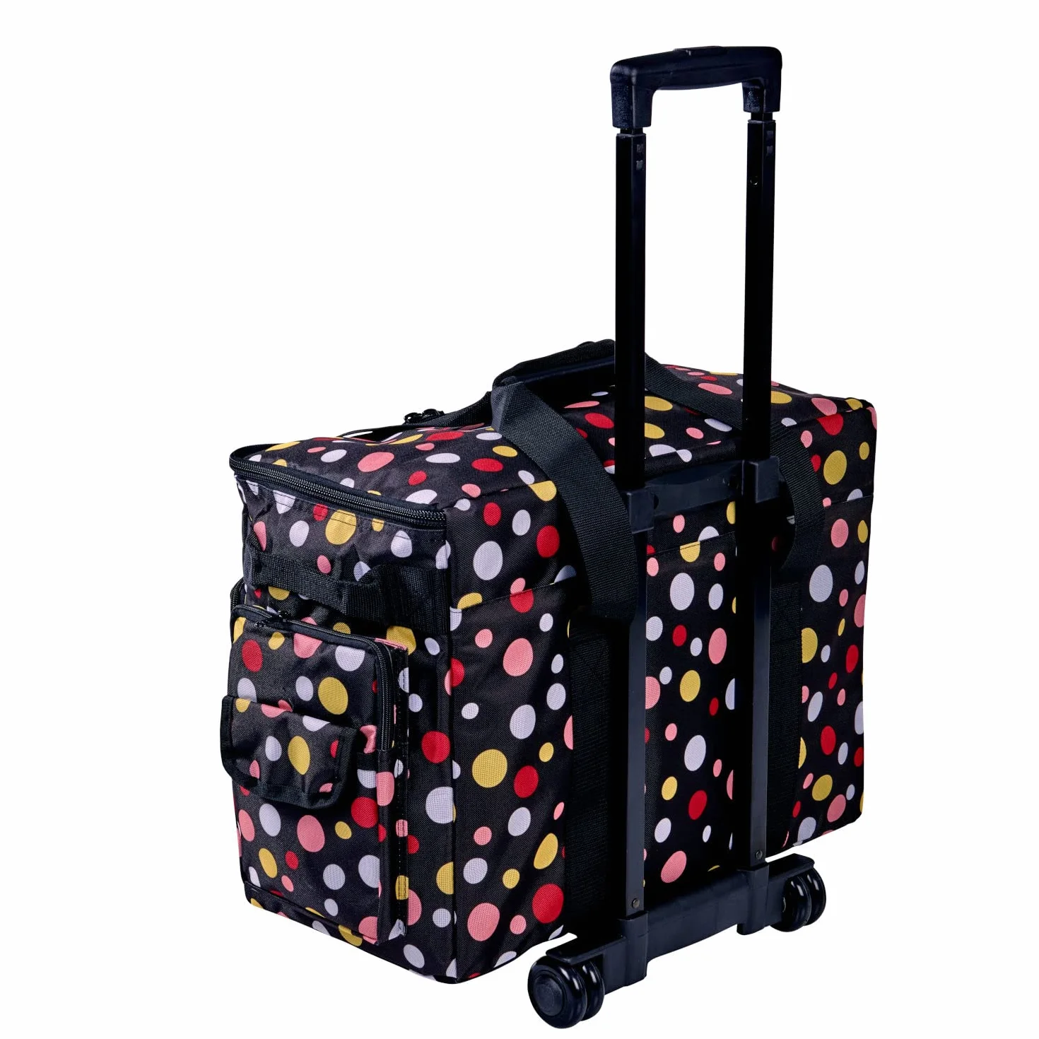 Sewing-Online Bolsa Grande con Ruedas para máquina de Coser en una Duradera Tela Negra con Manchas Multicolores, 51 x 38 x 28 cm, Abedul 006106 / BM