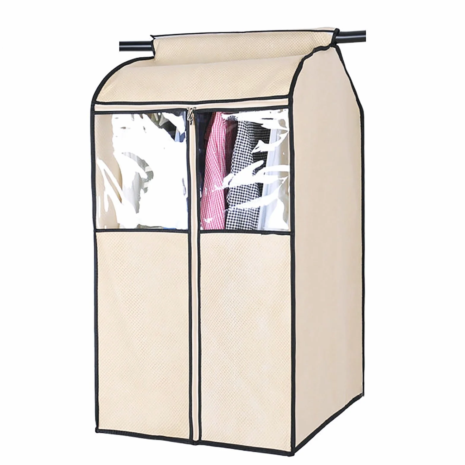 Fundas Ropa Armario Colgar, Bolsas para Ropa Transpirables y Totalmente Cerradas, Porta Trajes Antipolvo para Abrigos, Trajes de Vestir(Beige,96 * 52 * 120cm/38 * 20 * 47in)