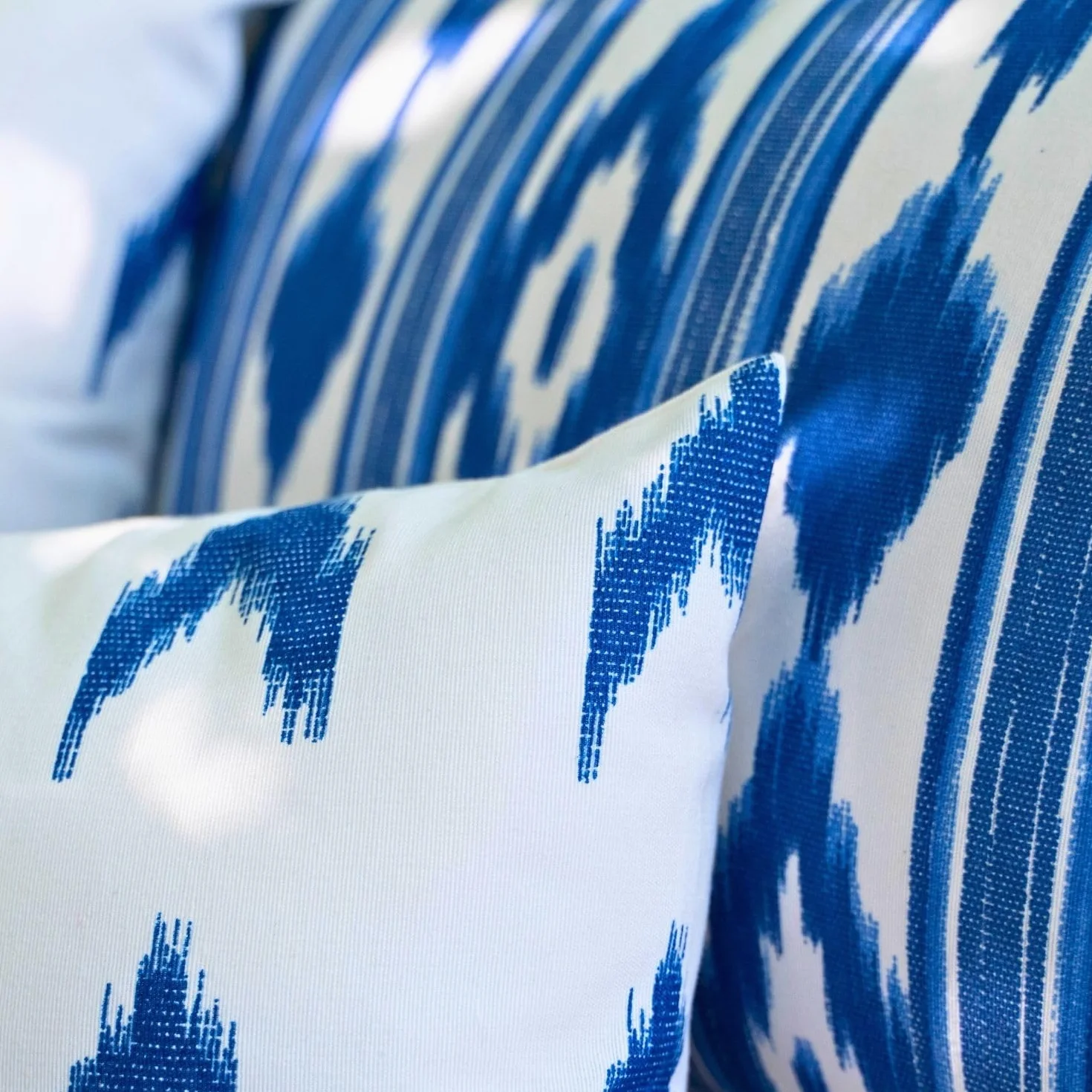 Fundas de Cojines para Sofá de Jardín Ikat Mediterráneo 30x50 cm Set de 2 Azul