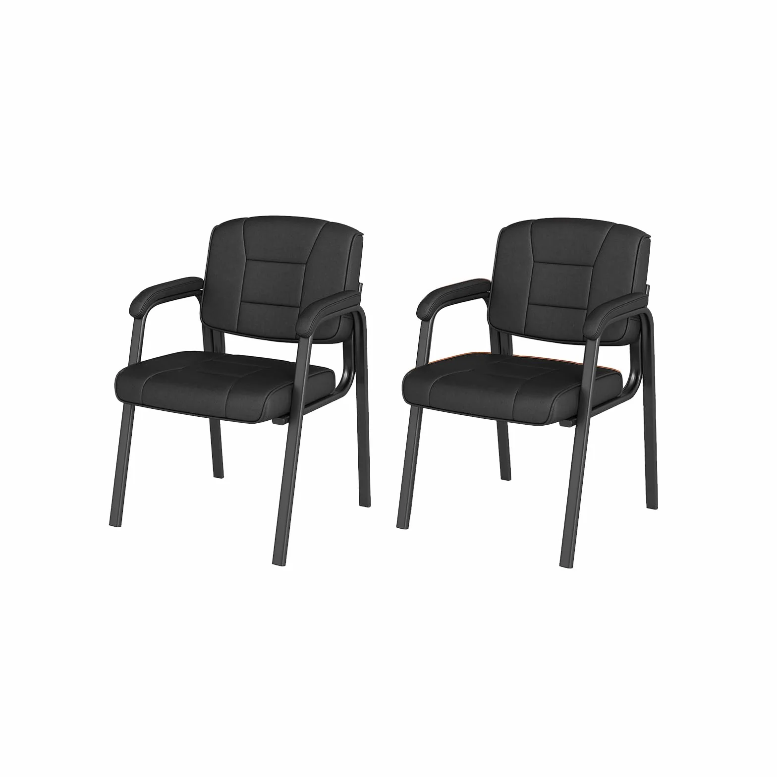 GIANTEX Juego de 2 Sillas de Reuniones, Sillas de Conferencias, Respaldo y Asiento Acolchados de Piel Sintética, Carga 180 kg, Negro