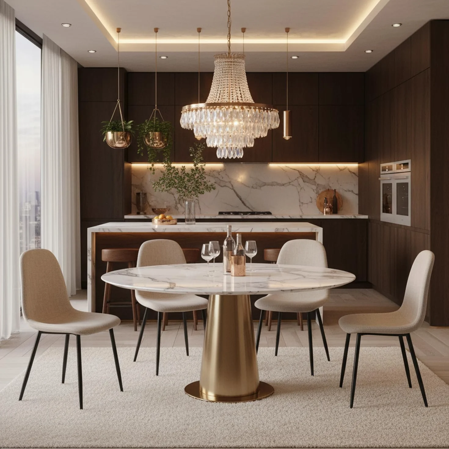 Homy Casa Juego de 4 sillas de Comedor de Tela Suave flameada, sillas Laterales escandinavas con Patas de Metal Negro para Cocina, Comedor, Sala de Estar, Dormitorio, Beige Oscuro