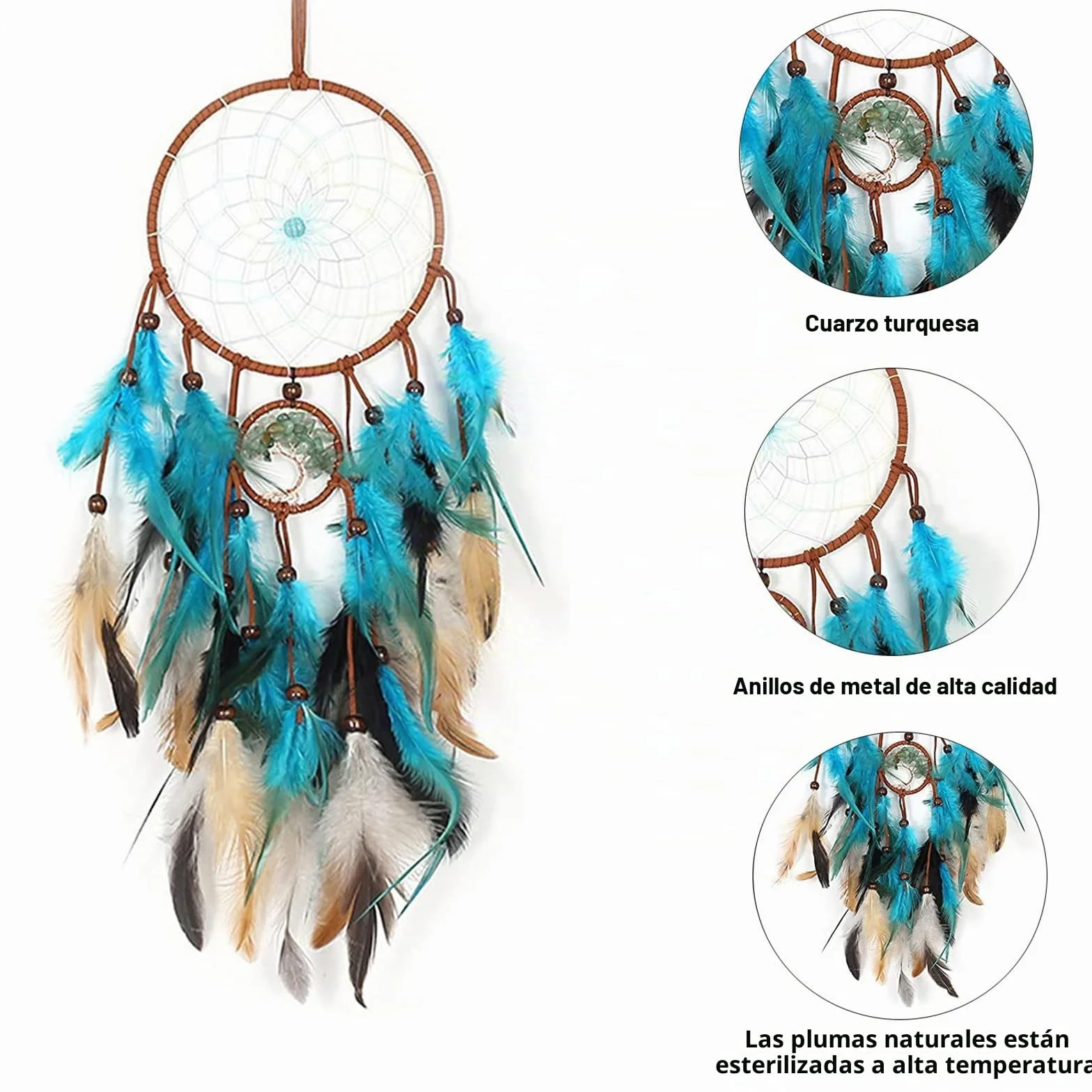 Pluma, atrapasueños, atrapasueños hecho a mano, hecho a mano, para colgar en la pared, decoración del hogar, adornos, artesanía
