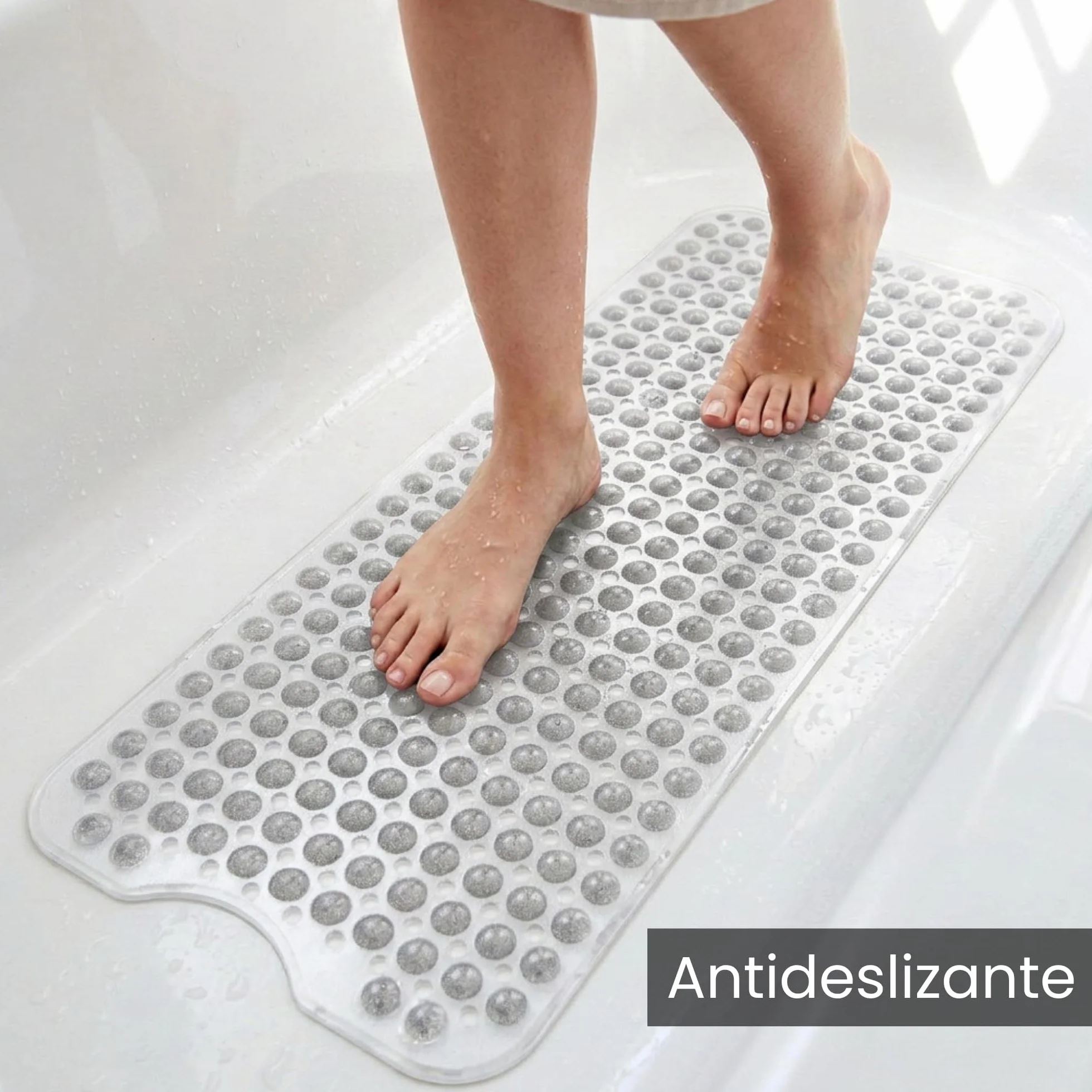 Alfombra Bañera Antideslizante 100x40 cm Burbujas con Ventosa sin BPA Antibacterial Lavable a Máquina