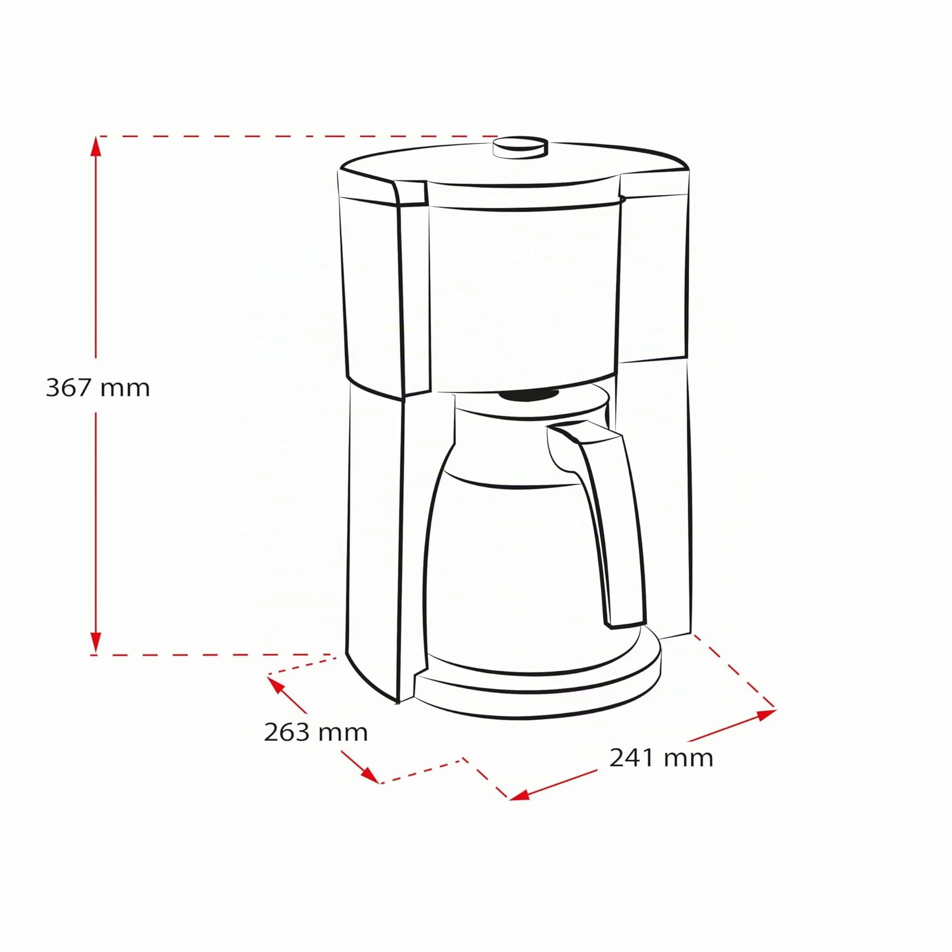 Melitta Look V Timer 1025-18 - Cafetera de goteo con jarra de acero inoxidable, cafetera de filtro con temporizador, máquina de café para 10 tazas con protección antical, negro