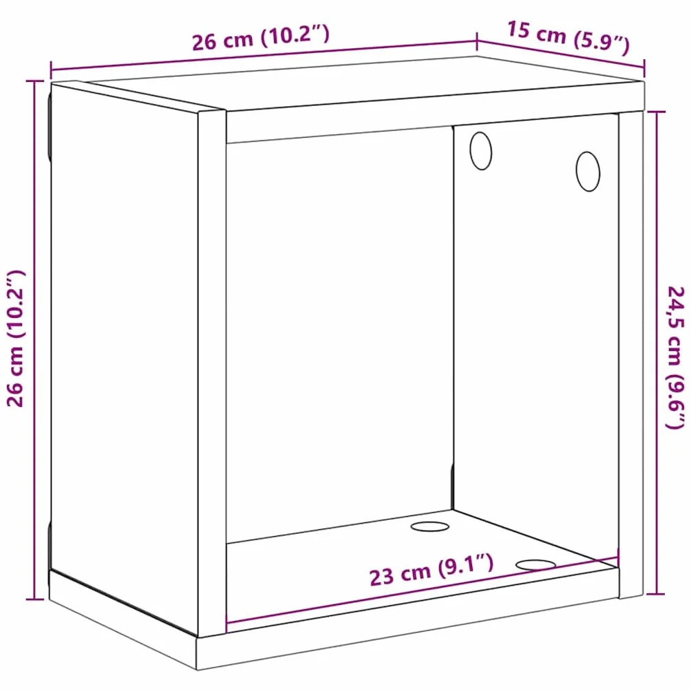vidaXL Estante Cubo Pared Colgante 6x Gris Hormigón 26x15x26 cm