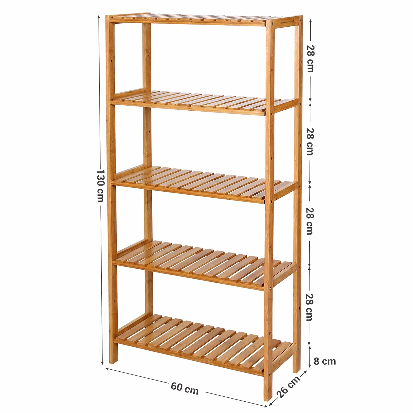SONGMICS Estantería de bambú 130 x 60 x 26 cm BCB35Y Organizador para baño