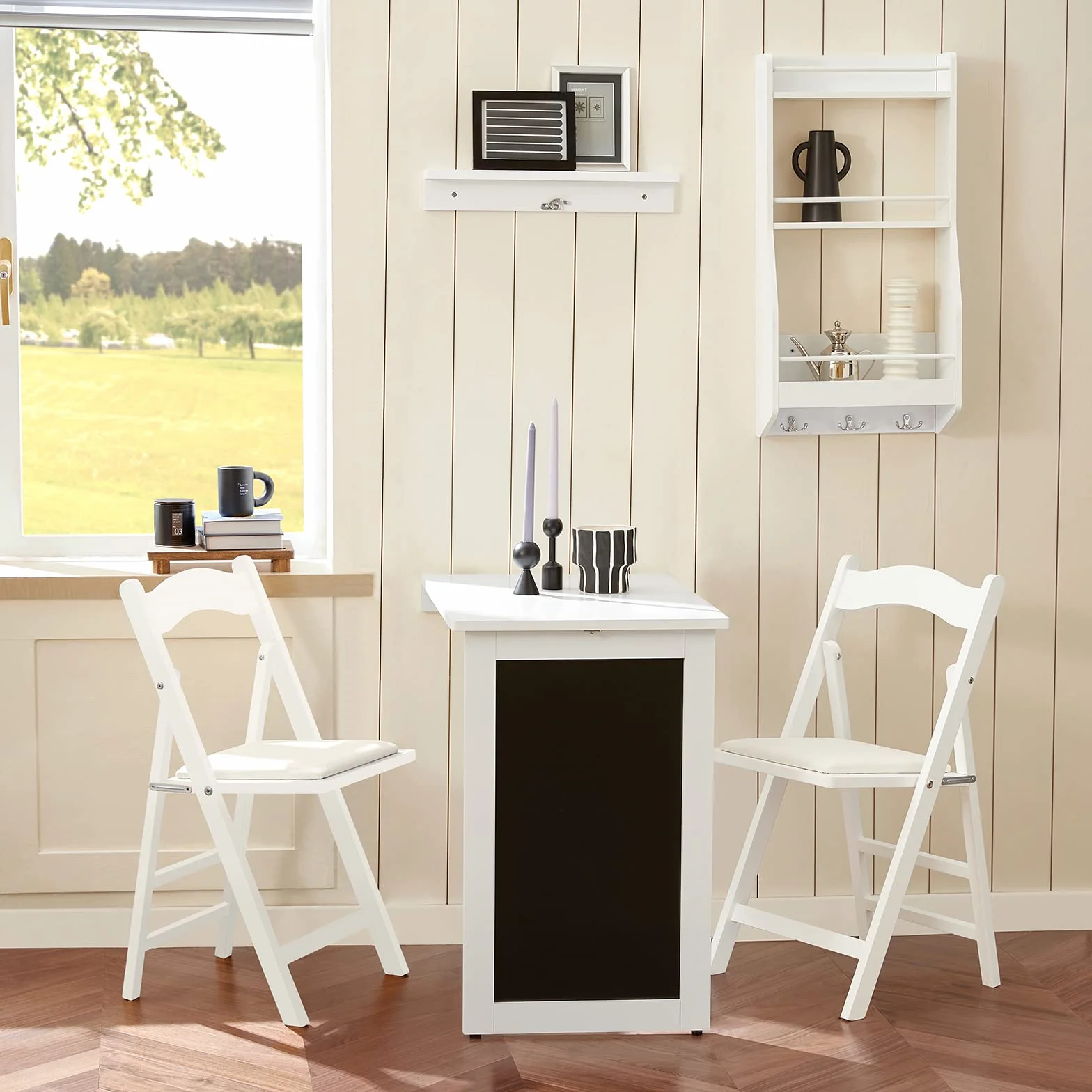 SoBuy Mesa Plegable Murale con Hoja Abatible Extensible 50x75x76cm Blanco