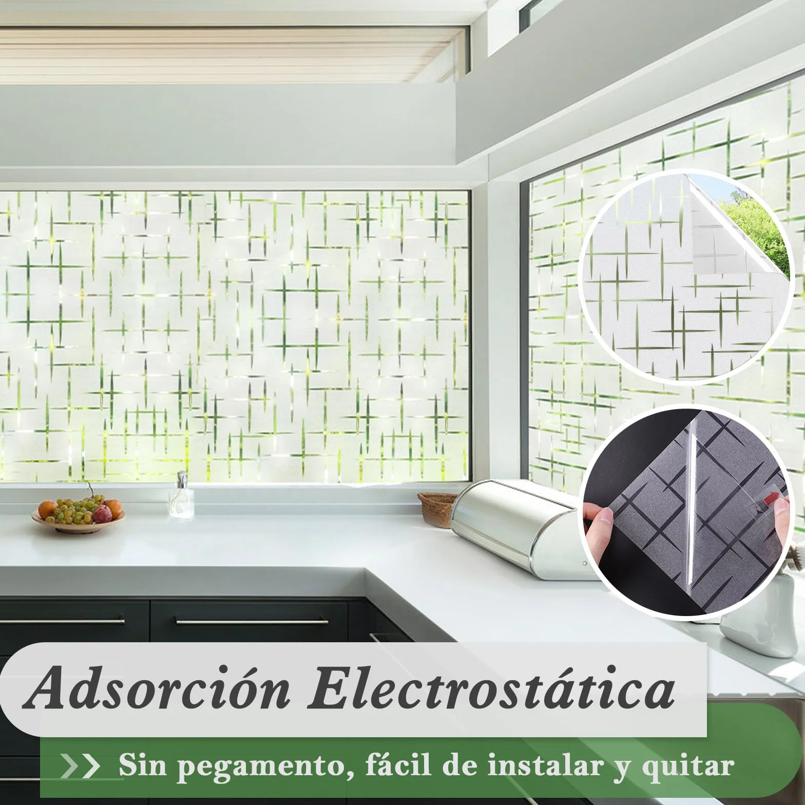 rabbitgoo Vinilos para Ventanas Privacidad, Vinilo Ventana Estatico, Pegatina Anti UV Calor, Lámina Translucido para Ventanas Adhesivo, Vinilo Cristal Reutilizable para Cocina Oficina, 60x200cm