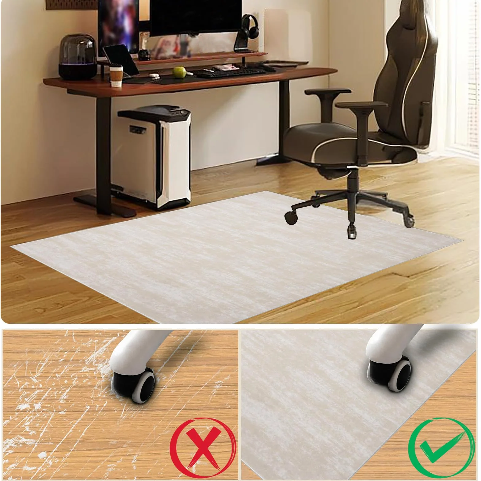 Protectora para Silla de Oficina, Alfombra para Silla de Oficina para Suelos Duros Alfombrilla Protector Suelo Silla Ruedas, Alfombra Gaming Suelo, Alfombrilla de Escritorio para Parquet 140 x 160 cm