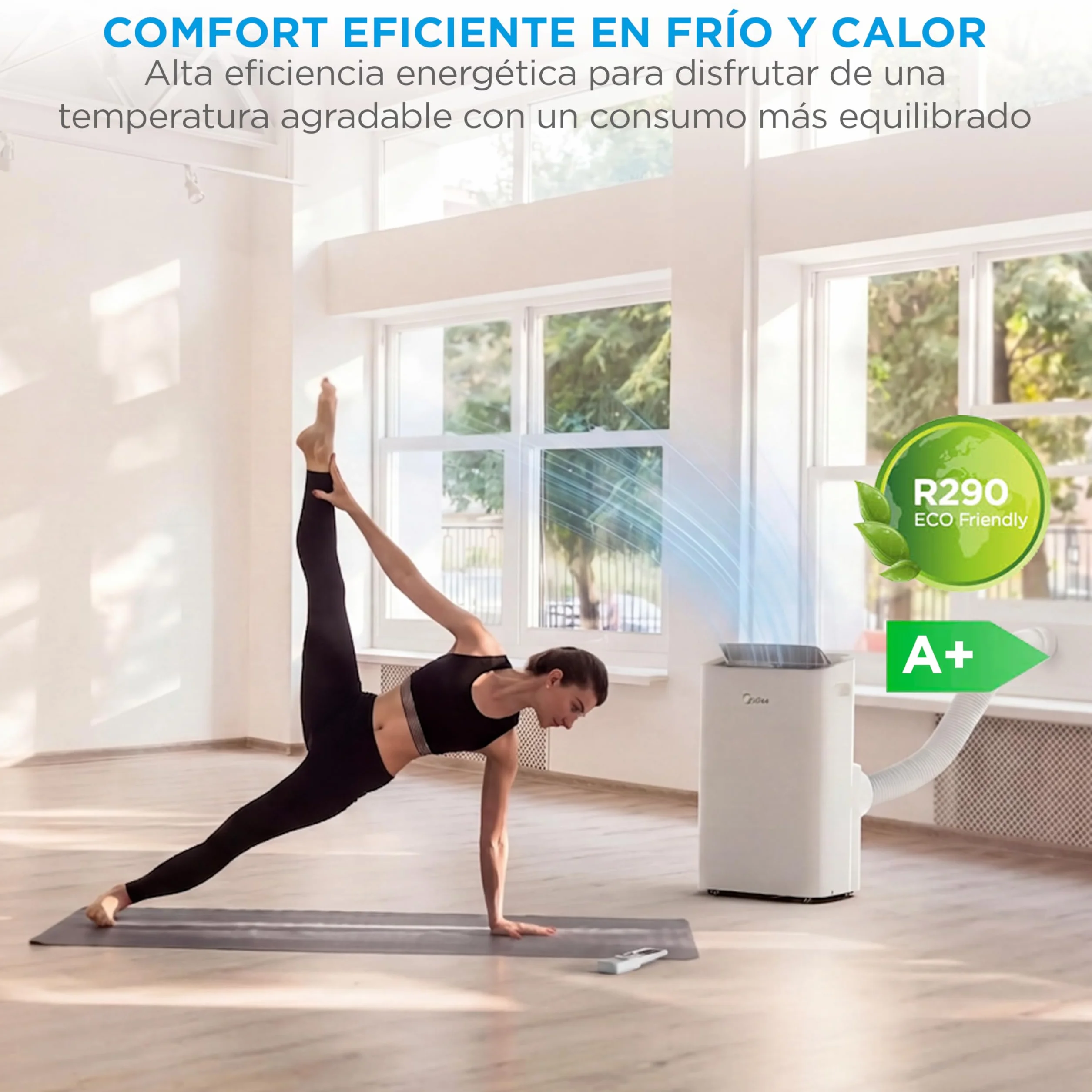 MIDEA Pingüino Aire Acondicionado Portátil 4 en 1 | 3000 Frigorías/12.000 BTU con Control por App | Climatizador y Deshumidificador hasta 35m2 - Modo Sleep, Mando a Distancia | Incluye kit de ventana