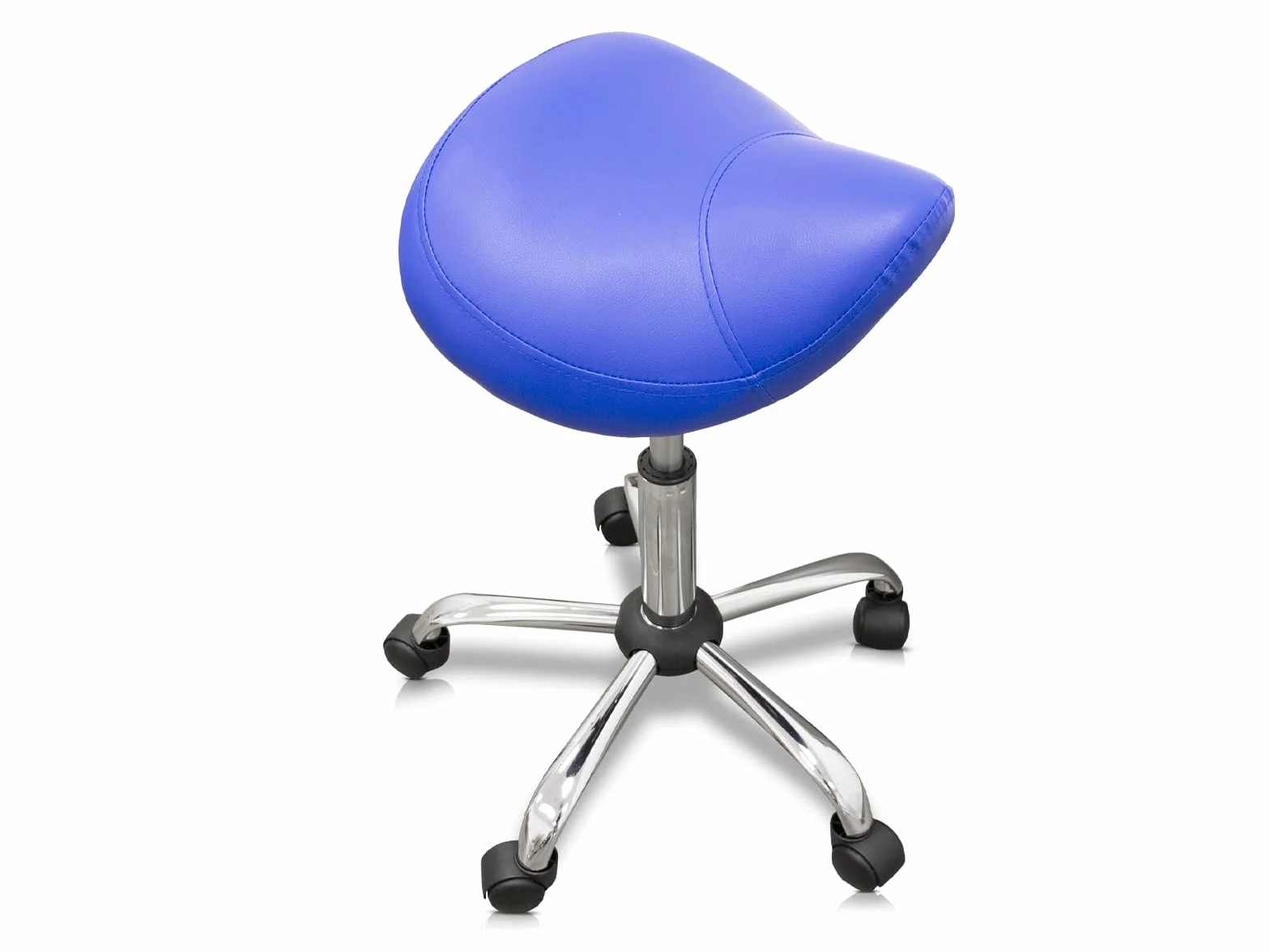 QUIRUMED Taburete Tipo Pony Ergonómico con Base de Acero, Negro, Polipiel, Regulable, hasta 150 kg