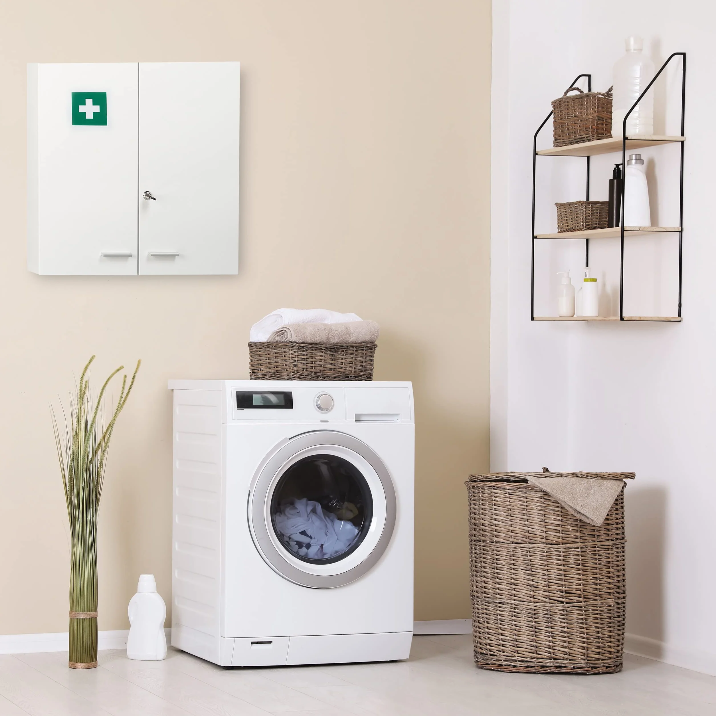 Relaxdays Armario Botiquín Acero con Cerradura 11 Compartimentos 53x53x21,5cm Blanco