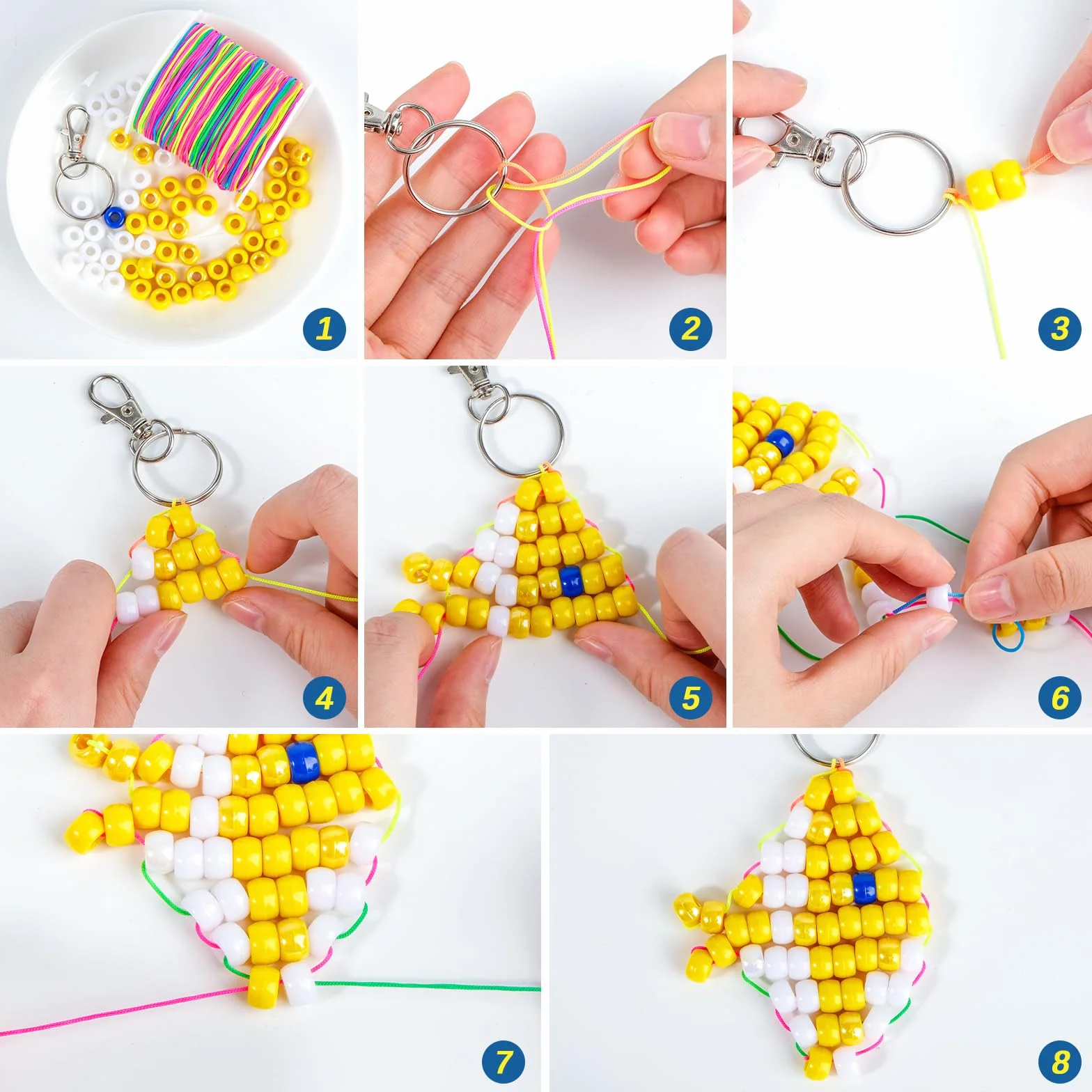I LOVE MOM 1500 Piezas Cuentas de Colores Abalorios de Agujero Grandes con Hilo para Hacer Pulseras Perlas para Joyas de Bricolaje Manualidades Regalos