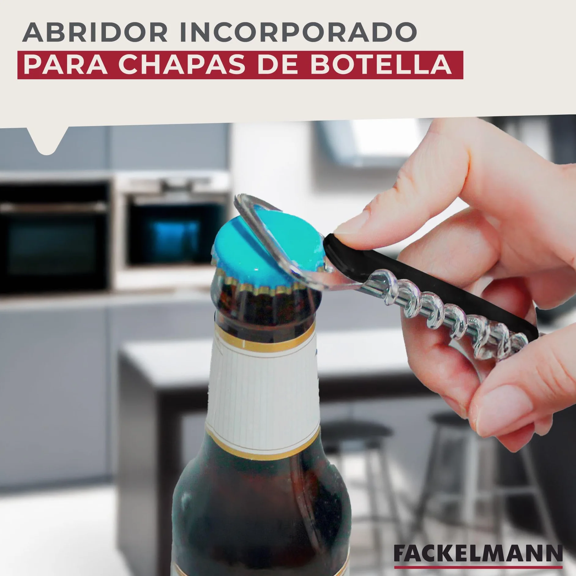 FACKELMANN Sacacorchos Camarero Multifuncional, 13,5x8x1 cm, 1 Ud