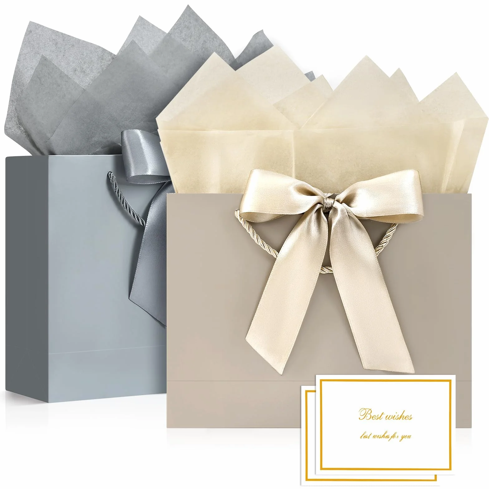 BBLIKE 2pcs Champagne Plata Bolsas de Regalo Set Cumpleaños Bolsas de Regalo Bolsas de Envoltura Color Puro Bolsas de Envoltura Simple Premium…
